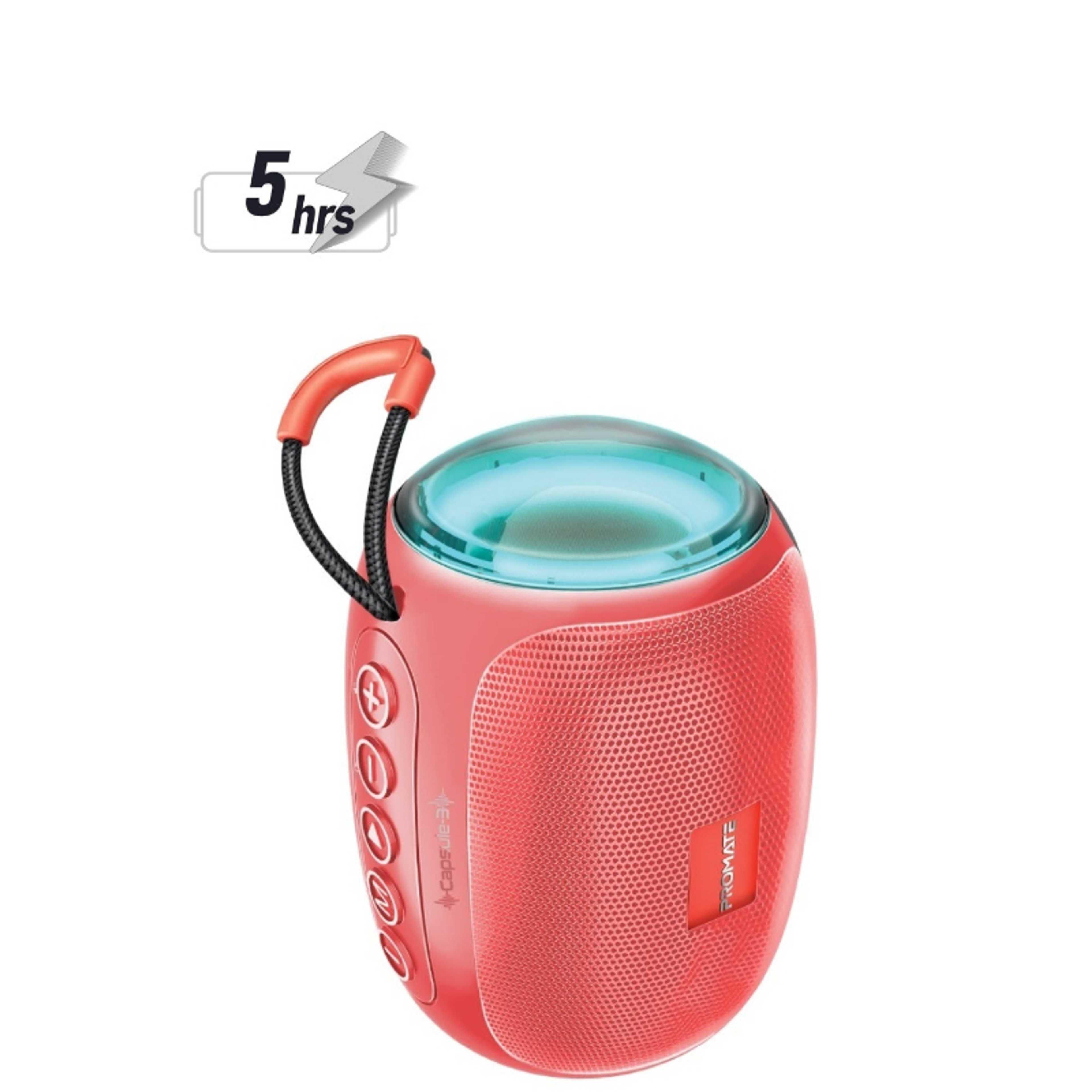 Portable Wireless Speaker, High-Definition 5W True Wireless Speaker with Stunning LED Lights, 8-Hour Playtime, USB Media Port, TF Card Slot and 3.5mm Port Red - Product Main Image