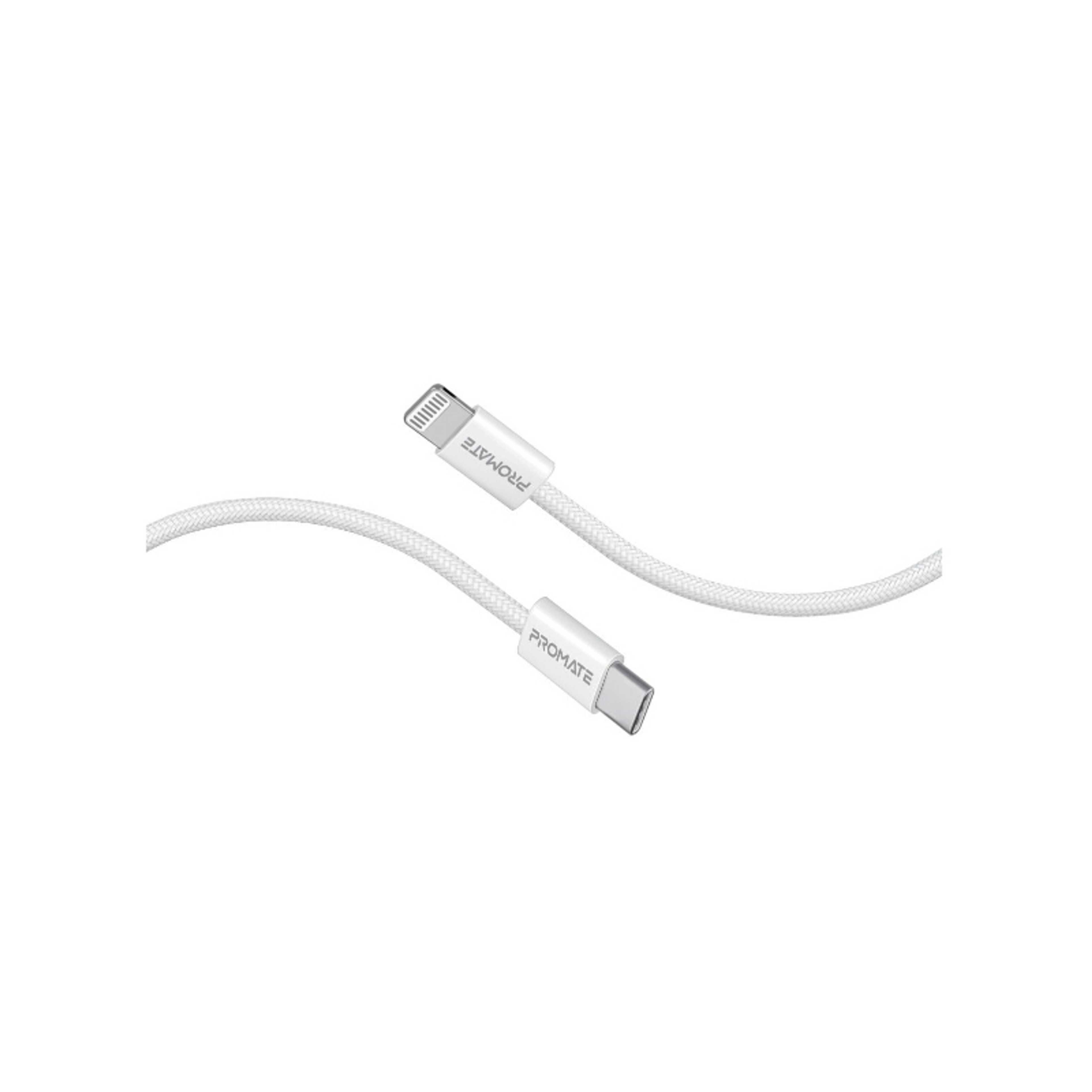 USB-C™ to Lightning Cable, Ultra-Fast 27W Power Fast Charging Cable 480Mbps Data Sync,Super-Slim Connector,120cm Anti-Tangle Nylon Braided Cord For Smartphones And Tablets, EcoLine-Ci120 White - Product Main Image