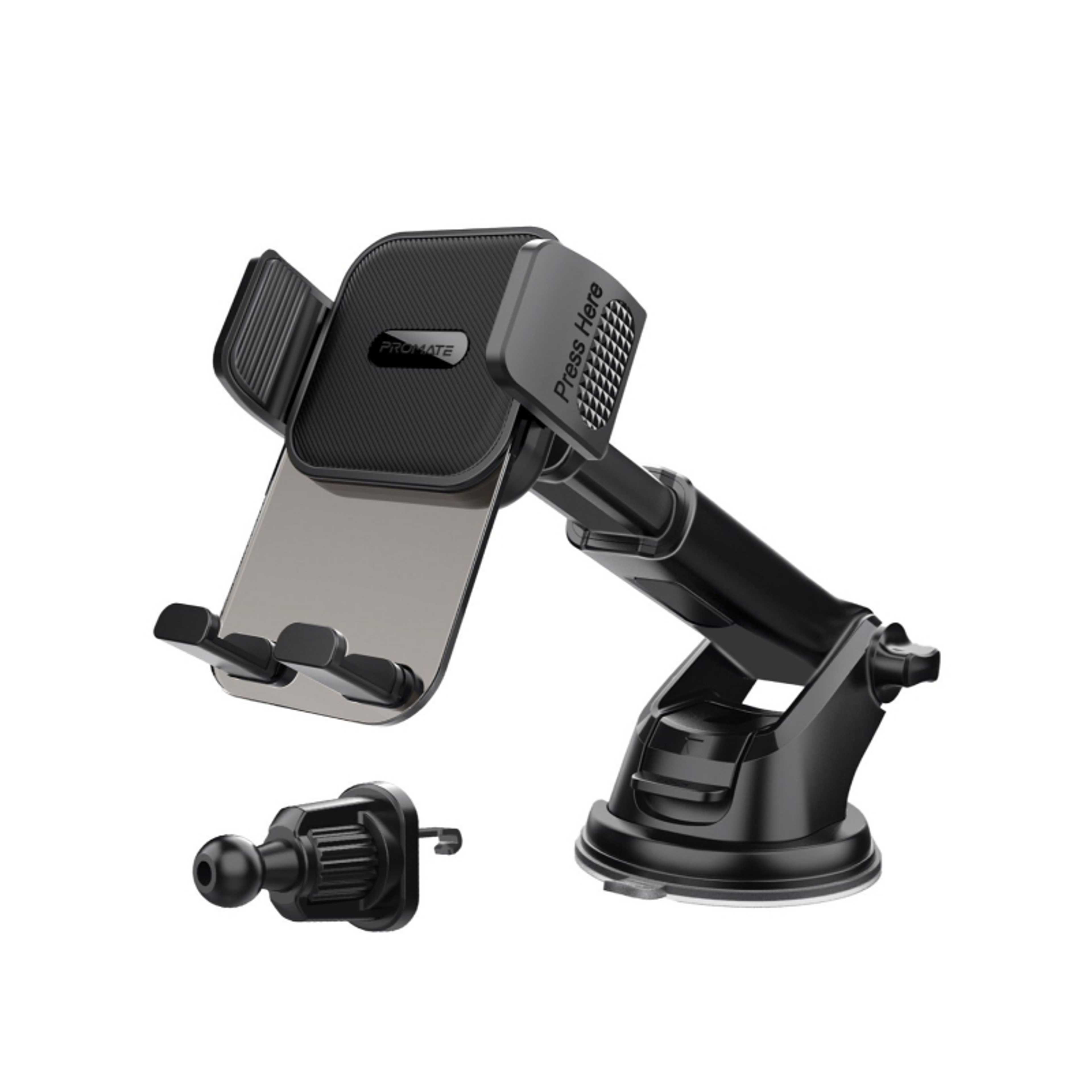 Premium Transparent Car Mount with Intelligent Auto-Clamping Cradle Design, Versatile Mounting Options, Multi-Angle Support, Easy Installation Black - Product Main Image