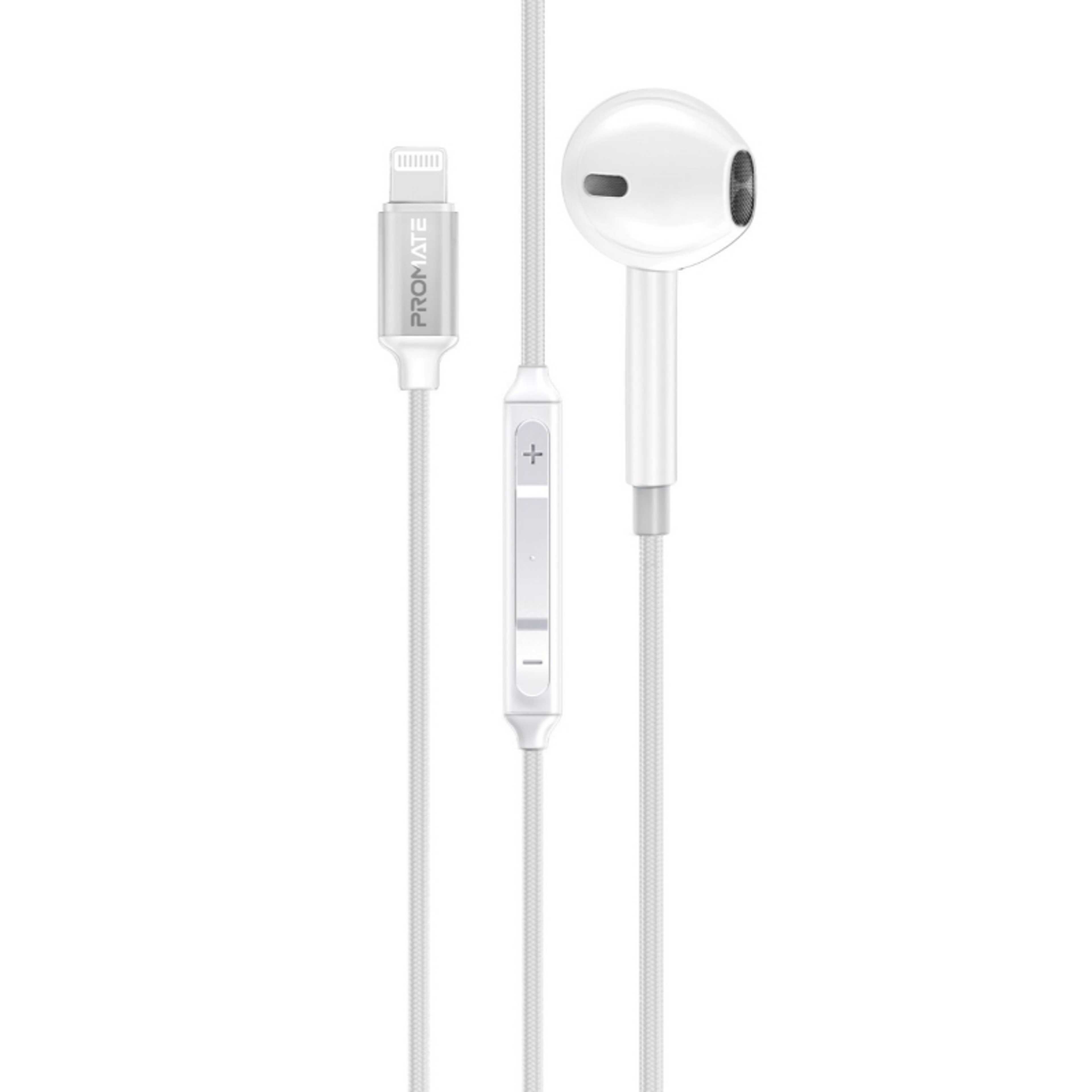 Mono Earbuds with Lightning Connector, Ergonomic MFi Certified HD Mono Earphone with Mic, Noise Isolation, Call Function, and In-Line Volume Control for iPhone, iPad Air, IPod, MonoPod-LT White - Product Main Image