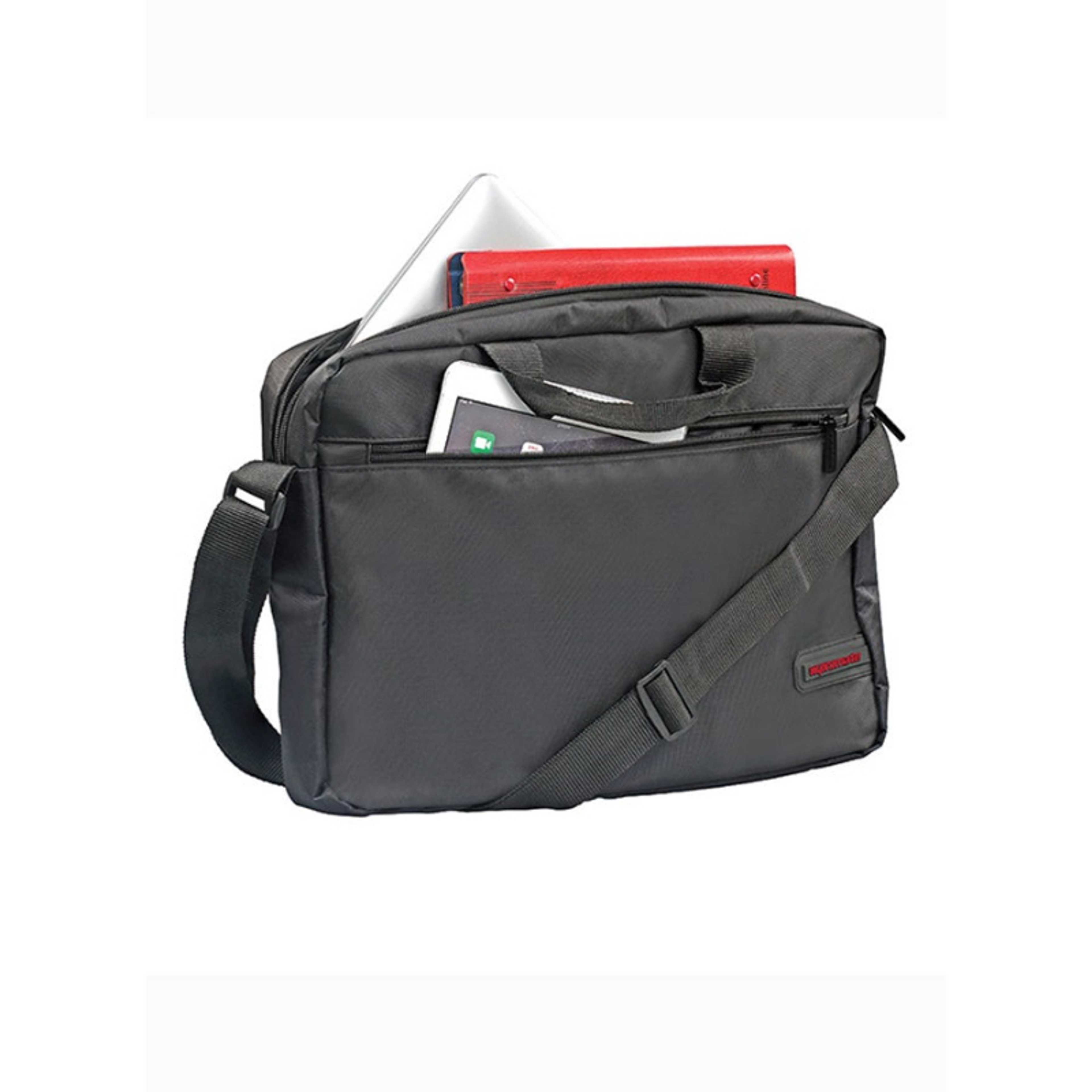 Premium Lightweight Messenger Bag for Laptops up to 15.6” with Front Storage Zipper Black - Product Main Image