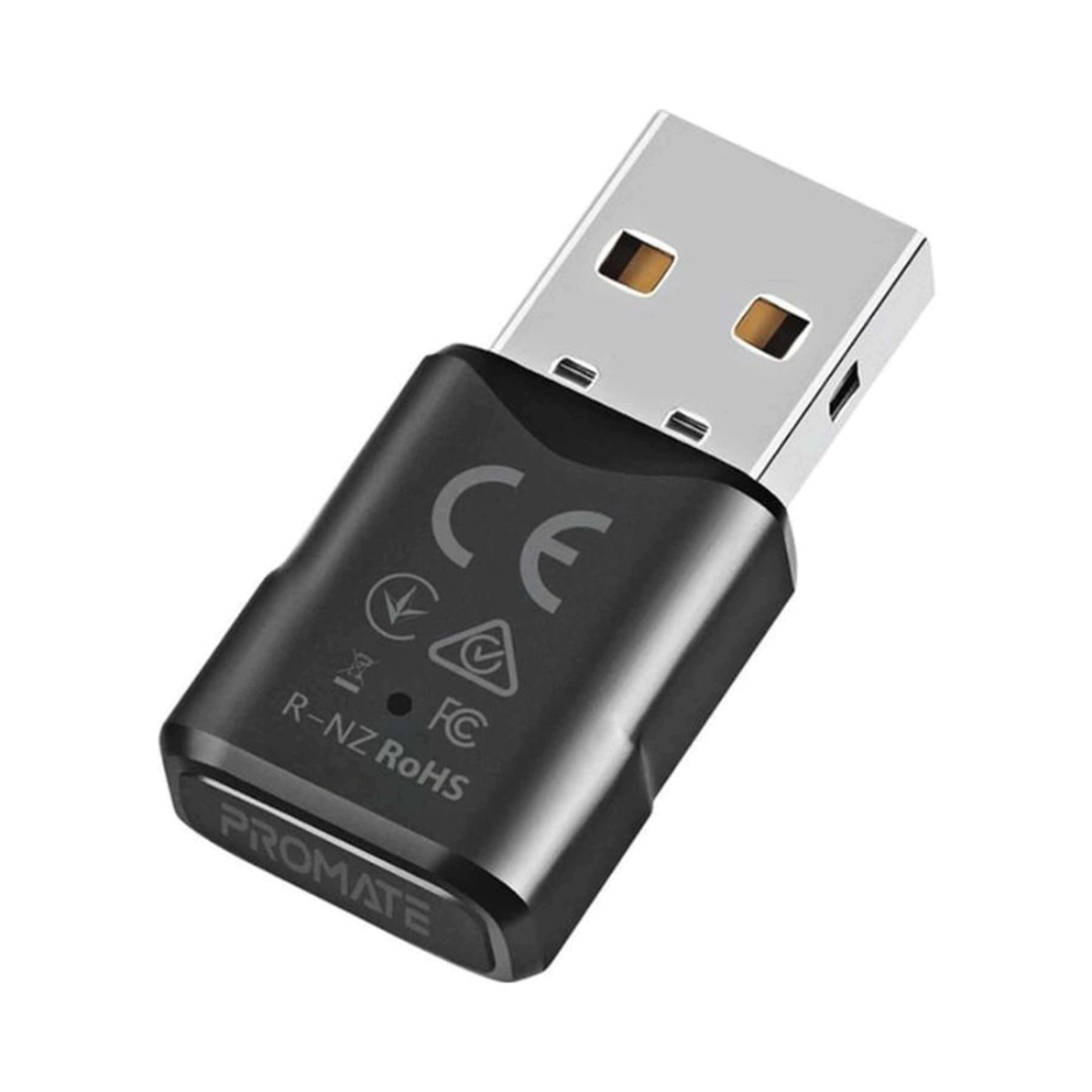 Promate USB Bluetooth Adapter, Universal Transmitter Bluetooth 5.0 HD Audio Dongle with Multi-Point Pairing, Plug and Play, Low Power Consumption and Compact Design for Laptop, PC, CPU, TV, BlueLink black - Product Main Image