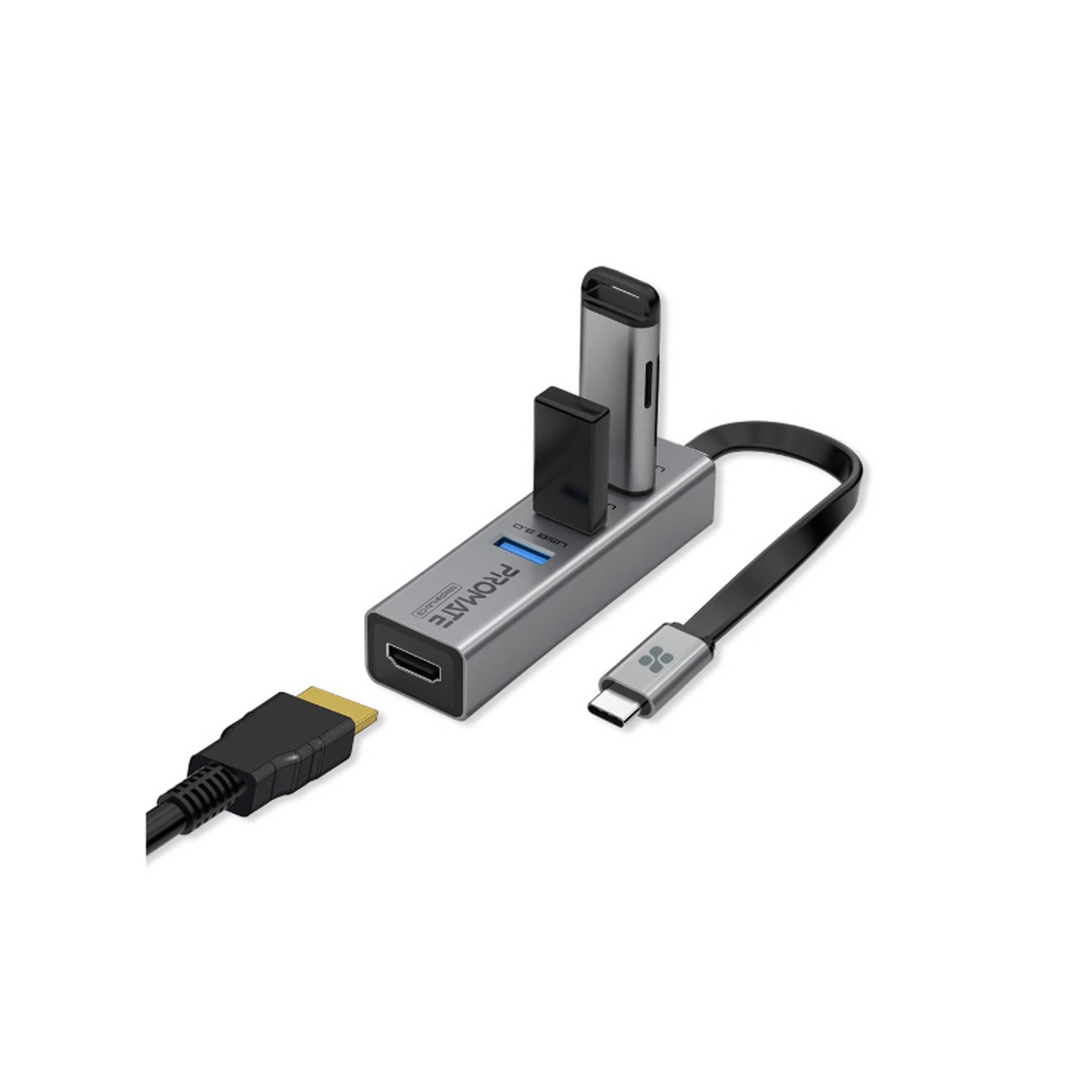 USB-C Hub HDMI Adapter With 3 USB 3.0 Ports, 5GBPS Sync Charge And 4k HDMI 30hz Port, Mediahub-c3 black - Product Main Image