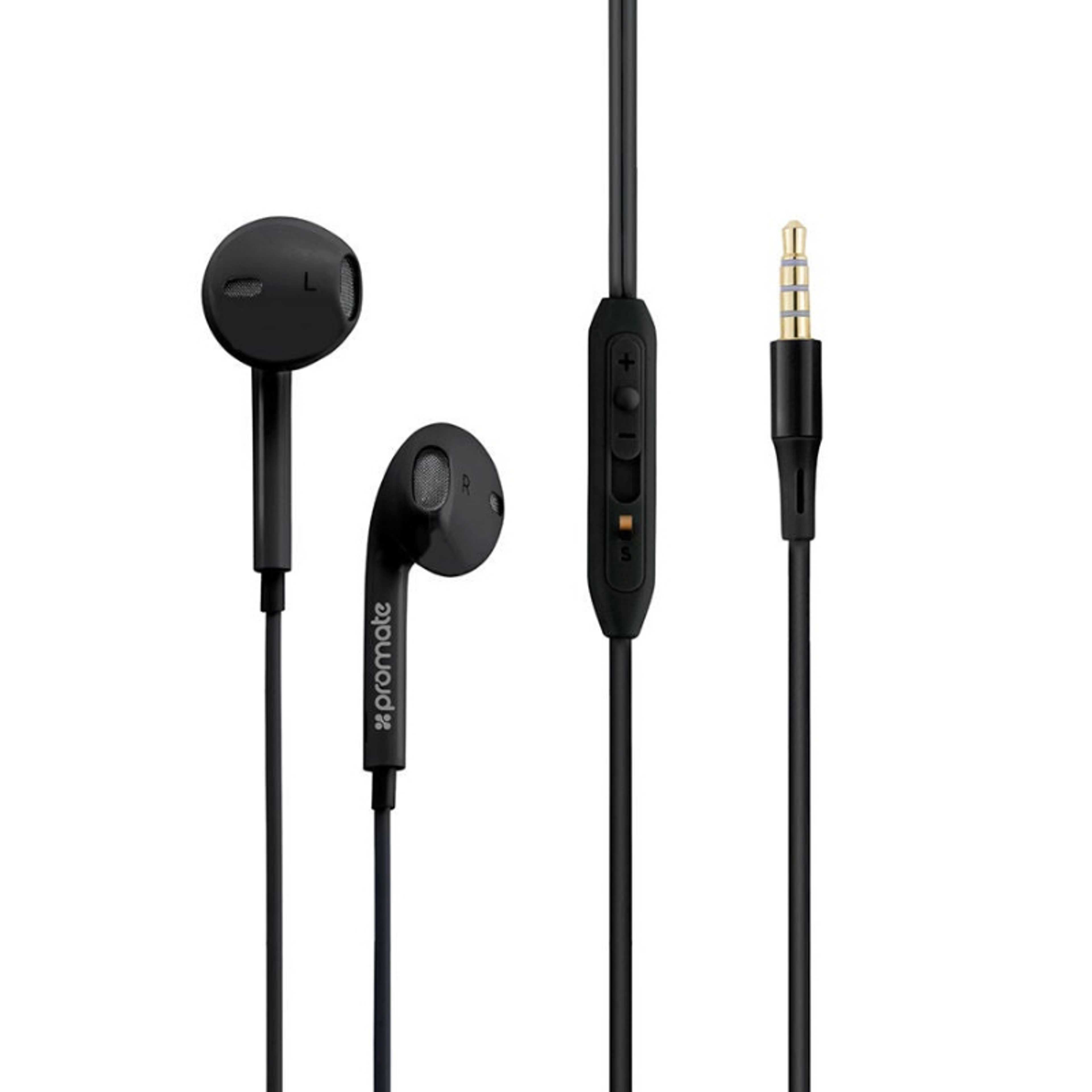 Earphones, In-Ear 3.5Mm Universal Crystal Sound And Noise Isolating Earbuds With In-Line Remote Volume Control Built-In Mic For Smartphones, Pc, Tablets, Laptops Black - Product Main Image
