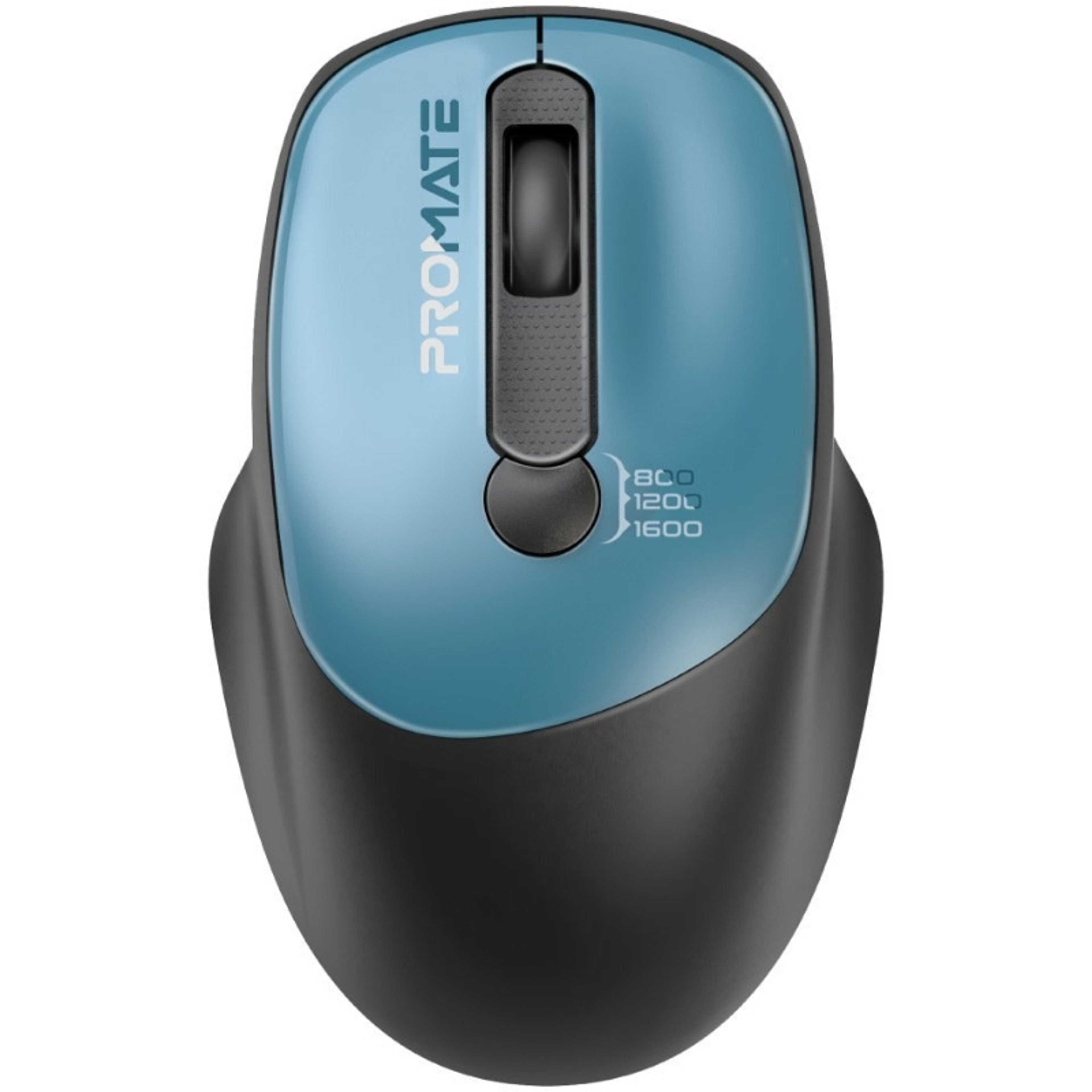 Promate 2.4G Wireless Mouse, High Precision 1600DPI Cordless Ambidextrous Mouse with USB Nano Receiver, 10m Range, 120h Work Time, Adjustable DPI Blue - Product Main Image