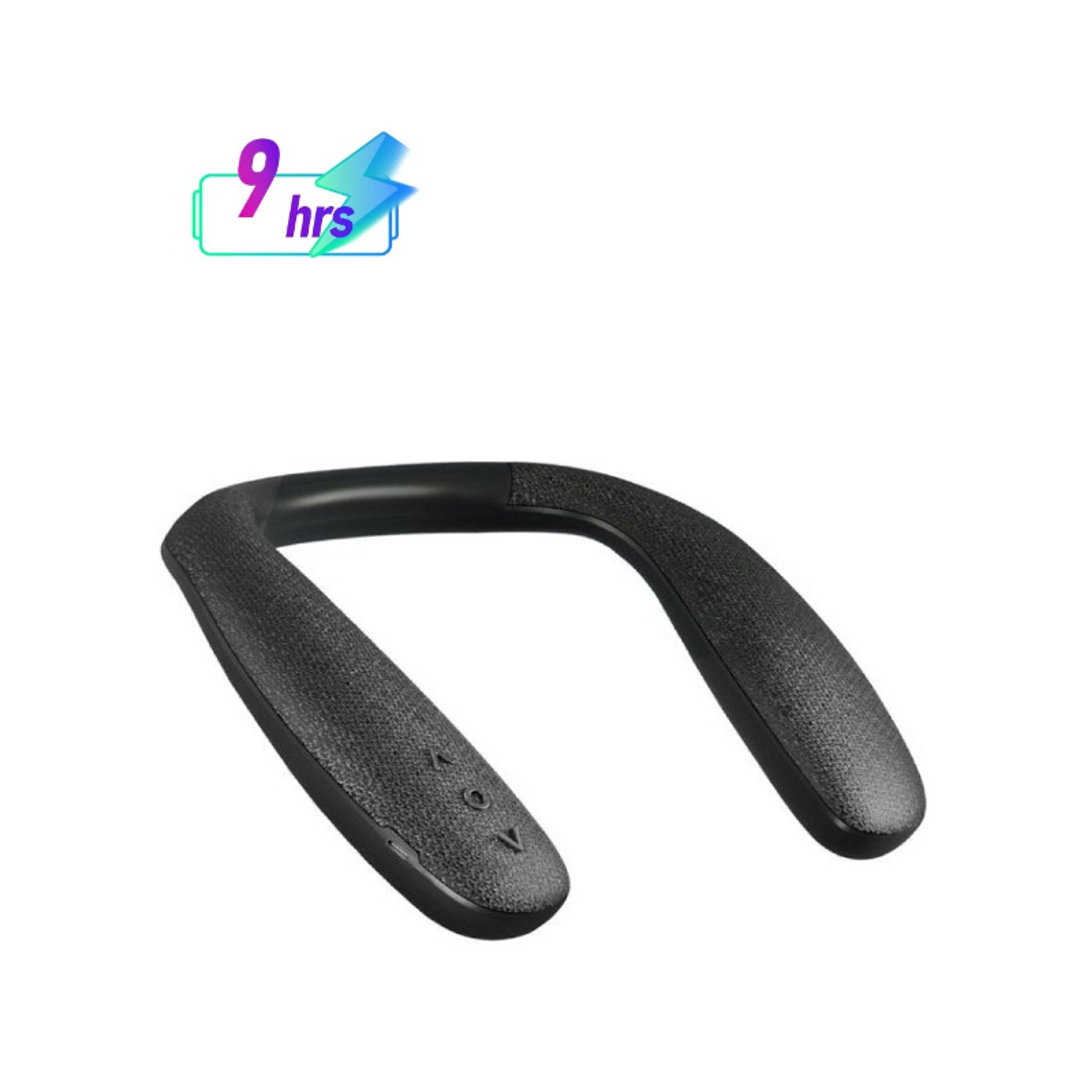 Bluetooth 5.0 Neckband Speaker,Premium HD Stereo Sound Wearable Speaker with 360-Degree Sound,Lightweight Design,Silicone Make,9H Playtime and Button Controls for Smartphones,Tablets,Hook Black - Product Main Image