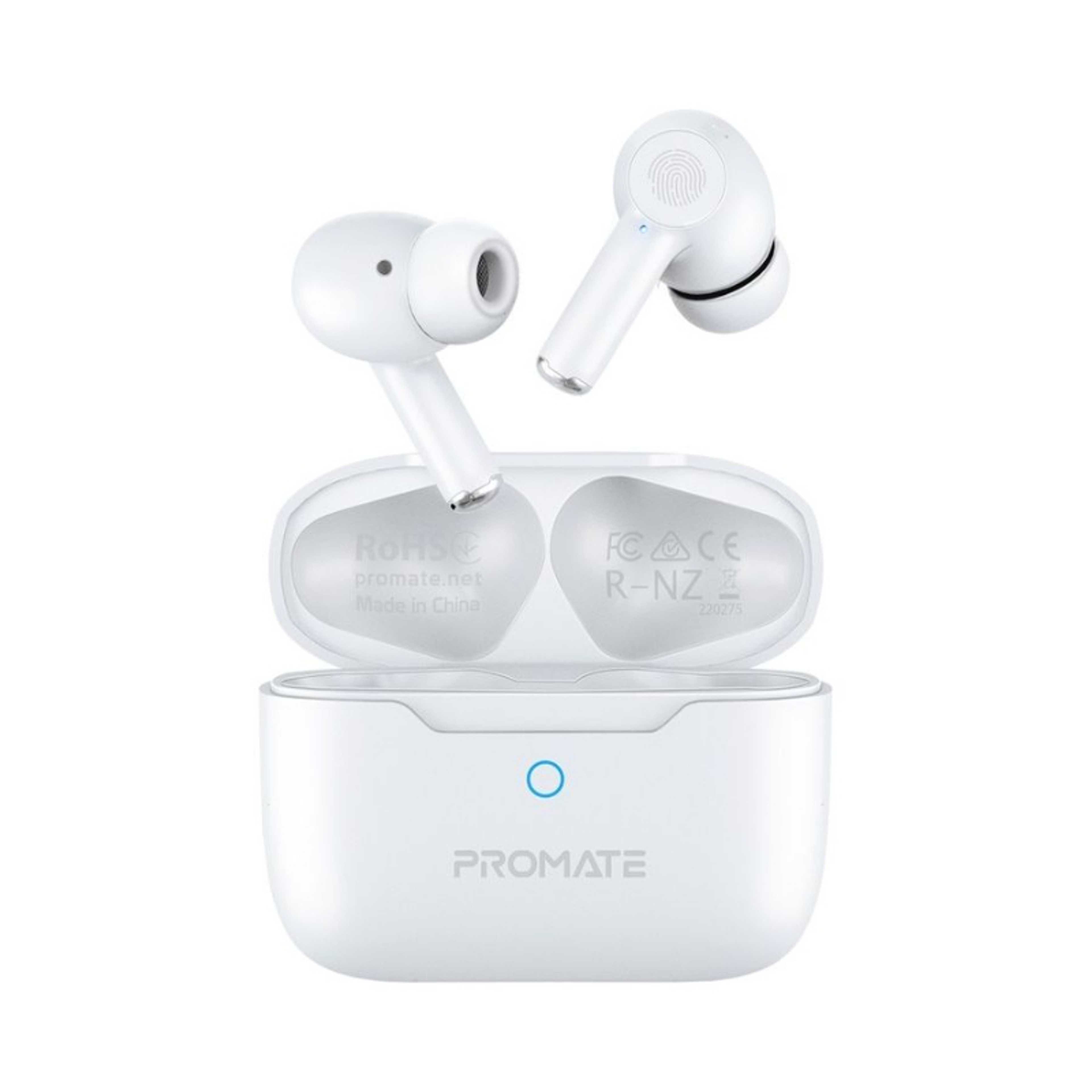 Bluetooth Earbuds, Wireless Active Noise Cancelling Headphones with IntelliTouch Control, 25H Long Playtime, Portable Charging Case and Built-In Mic , ProPods White - Product Main Image