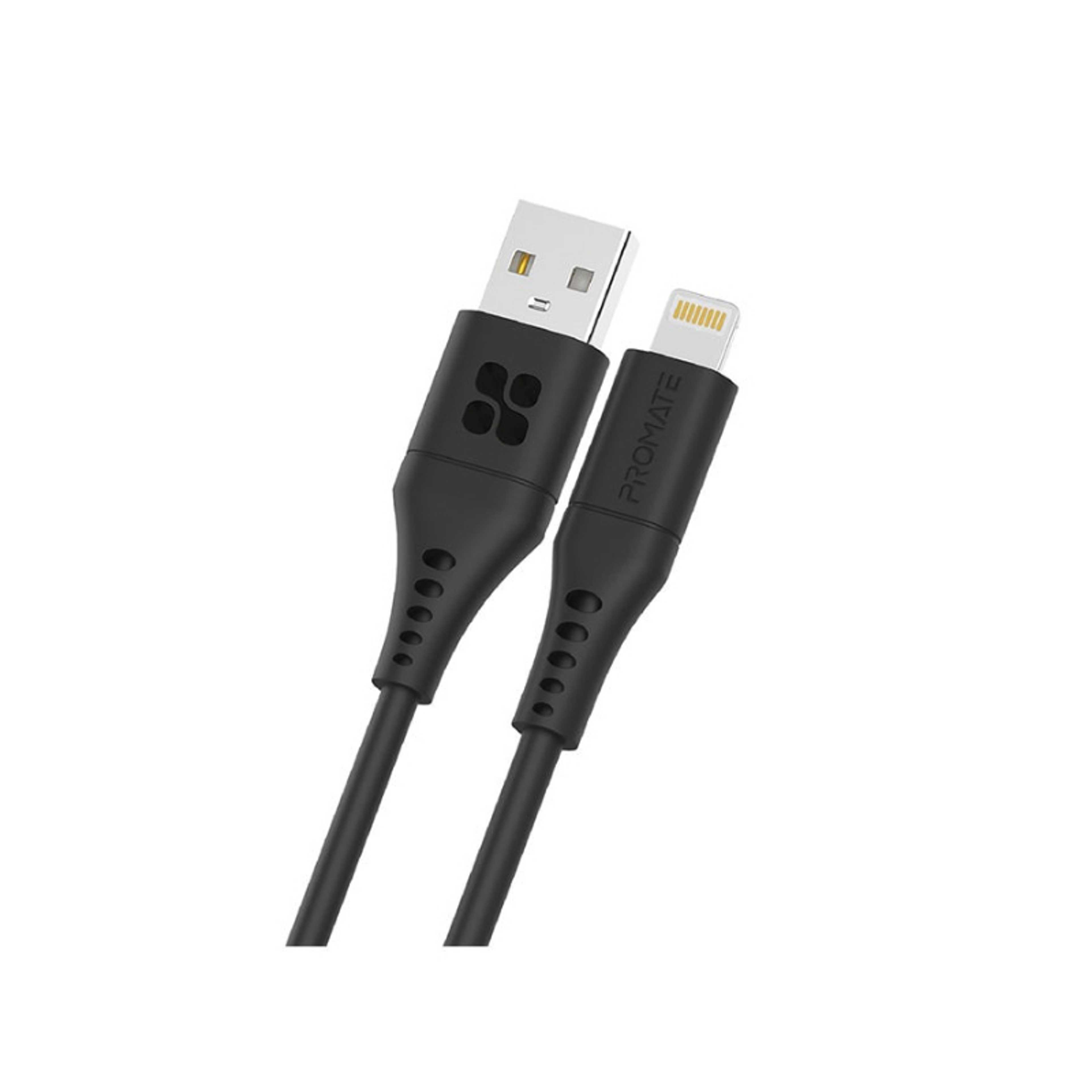 Ultra-Fast USB-A to Lightning Soft Silicon Cable 2M Black - Product Main Image