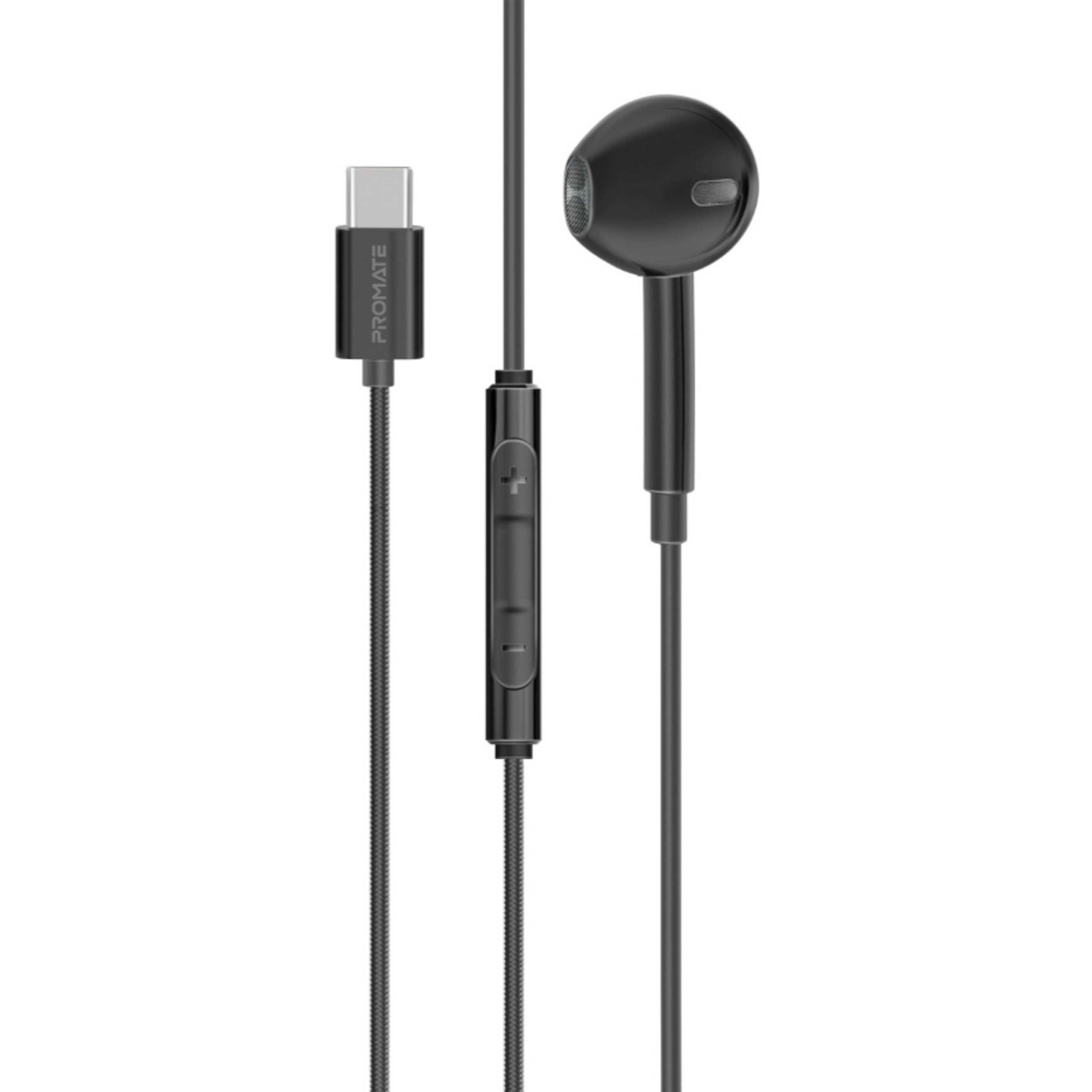 Earbuds with USB-C™ Connector, Ergonomic In-Ear USB-C™ HD Mono Earphone with Mic, Noise Isolation, Call Function, and In-Line Volume Control for iPhone 15, iPad Air, IPod, MonoPod-C Black - Product Main Image