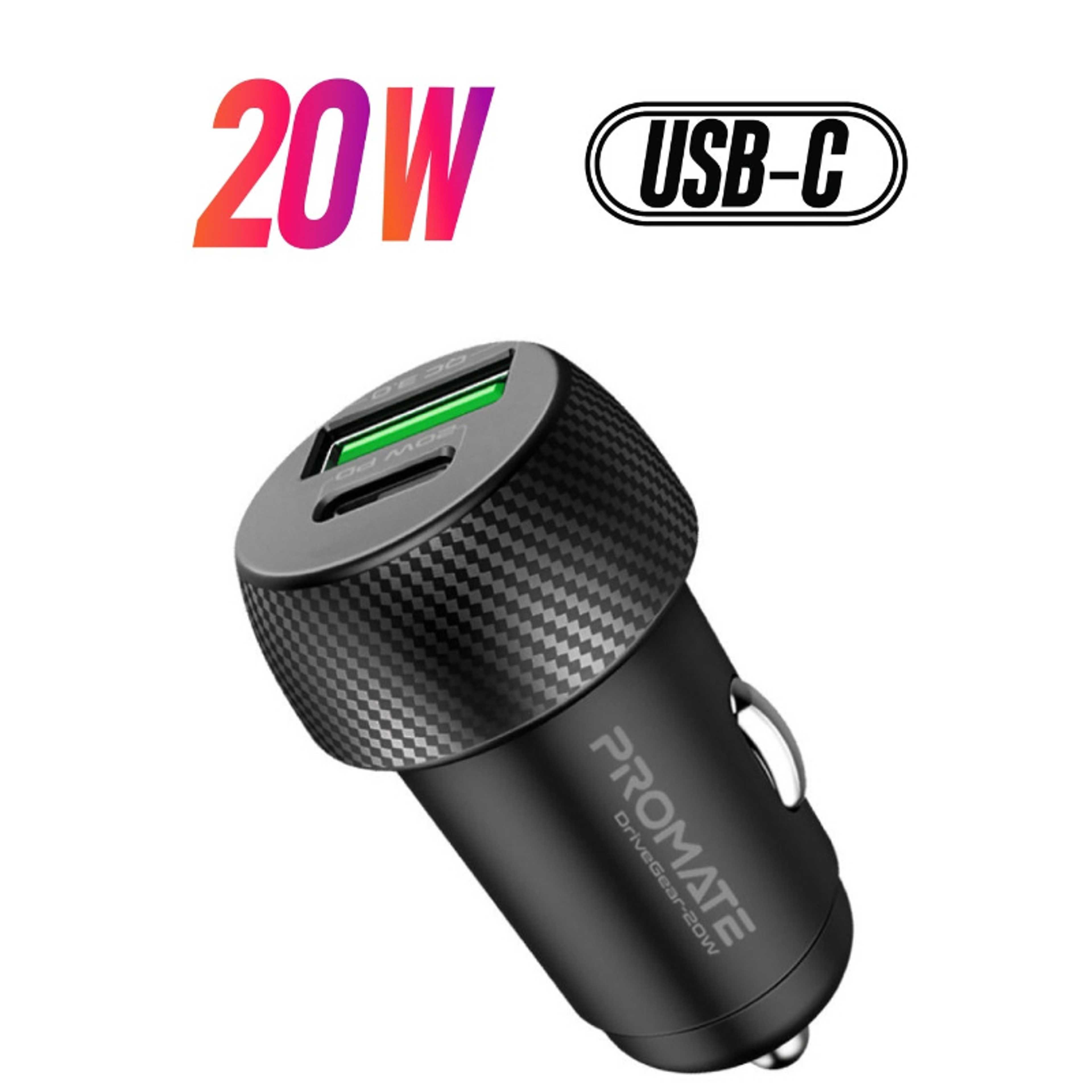 20W Quick Charging Mini Car Charger Black - Product Main Image