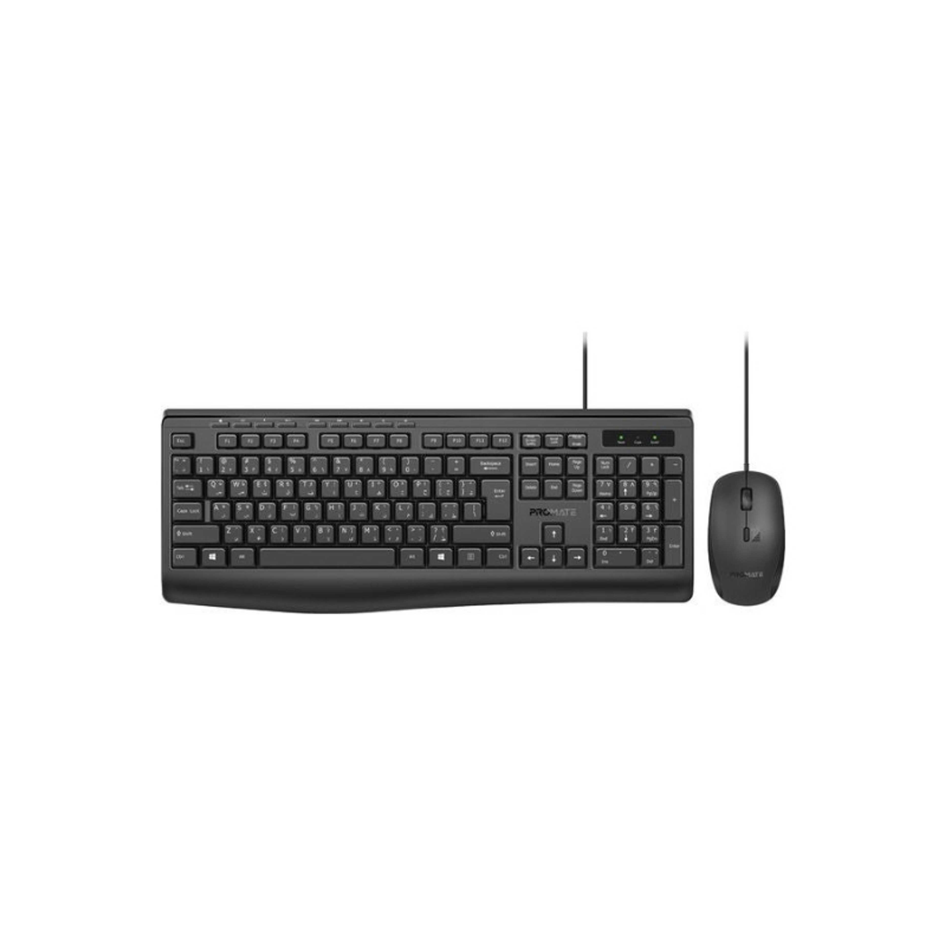 Wired Keyboard and Mouse with Ambidextrous, 2400 Adjustable DPI, Media Keys, Deep-Profile Keycap, Spill Resistance, Combo-CM4 Black - Product Main Image