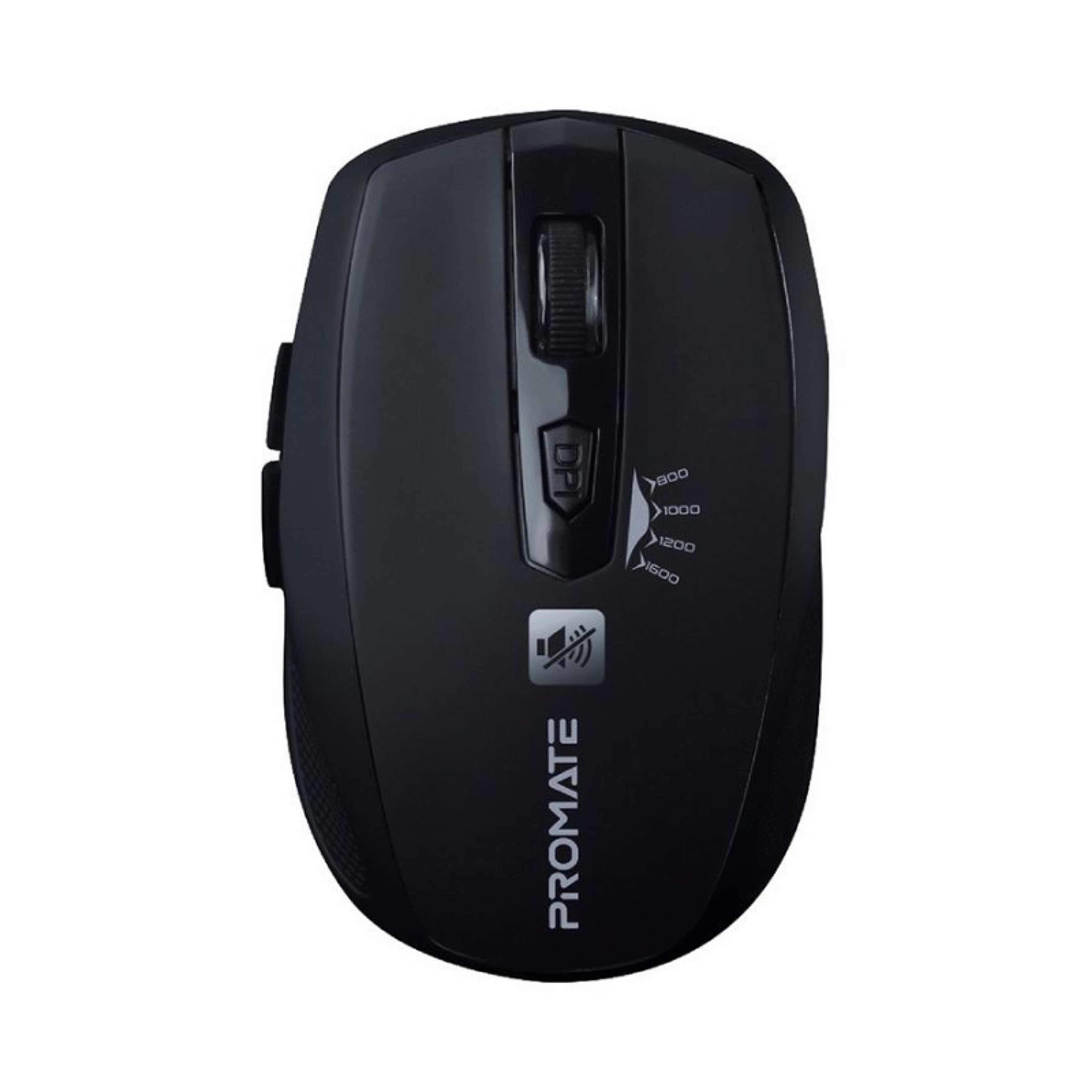 1600DPI Silent Ergonomic Symmetric 2.4Ghz Cordless Keys Mouse With Long Battery Life Optical Sensor 6 Functional Buttons And Nano Receiver For Mac OS Windows Breeze Black - Product Main Image