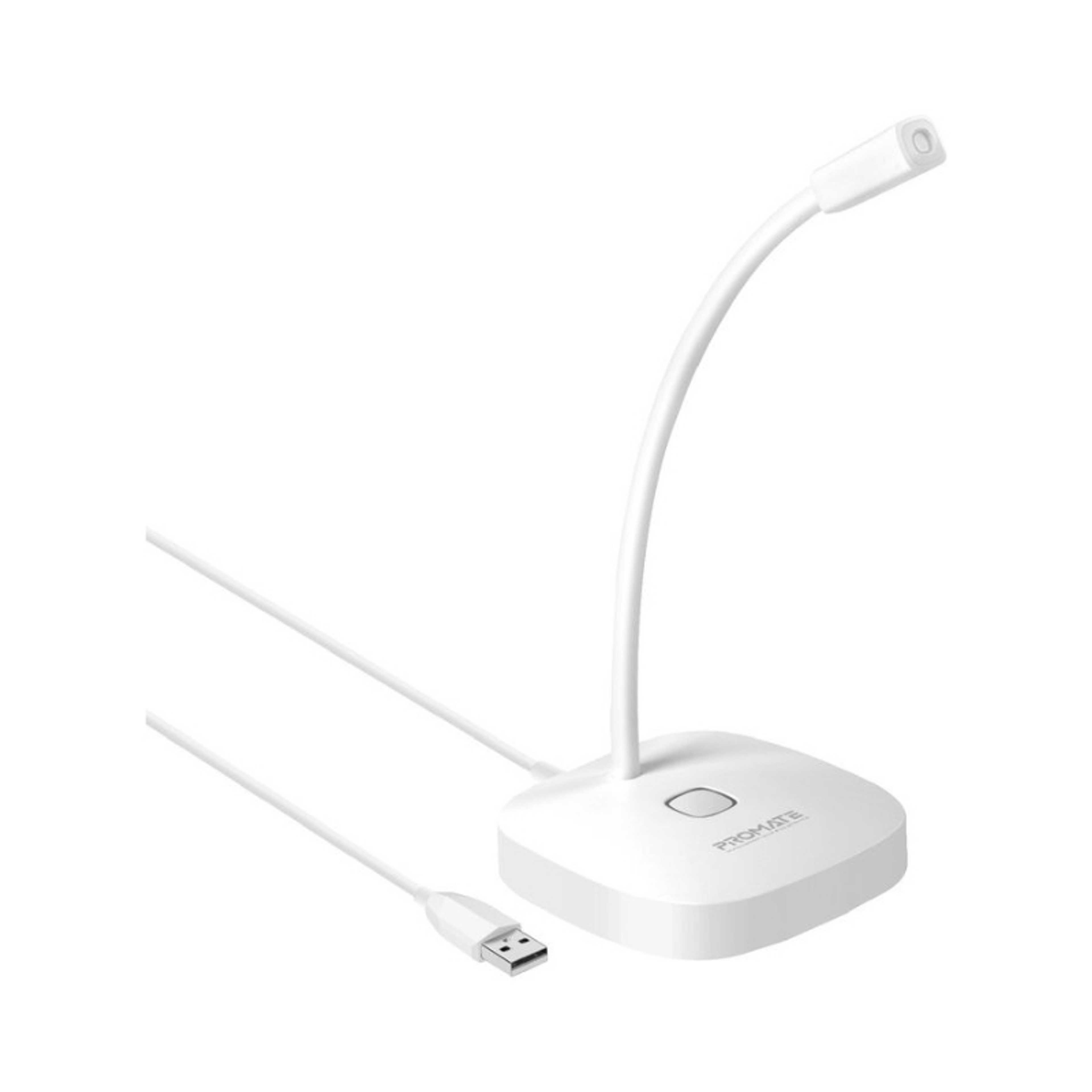 USB Desktop Microphone, High Definition Omni-Directional USB Microphone with Flexible Gooseneck, Mute Touch Button, LED Indicator and Built-In Anti-Tangle Cord for PC, Laptop, Recording, Games White - Product Main Image