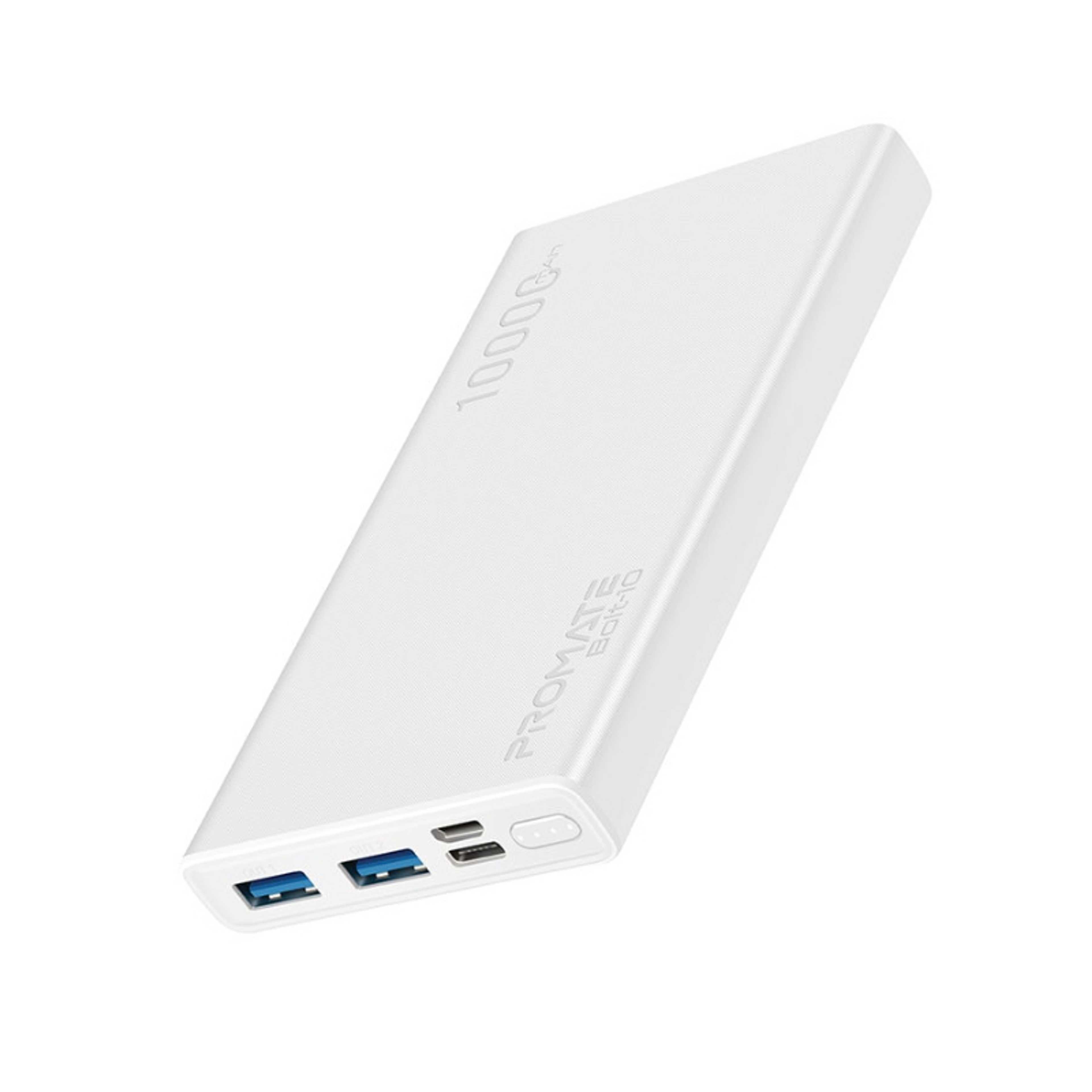10000 mAh Bolt 10000mAh Compact Smart Charging Power Bank With Dual USB Output White - Product Main Image