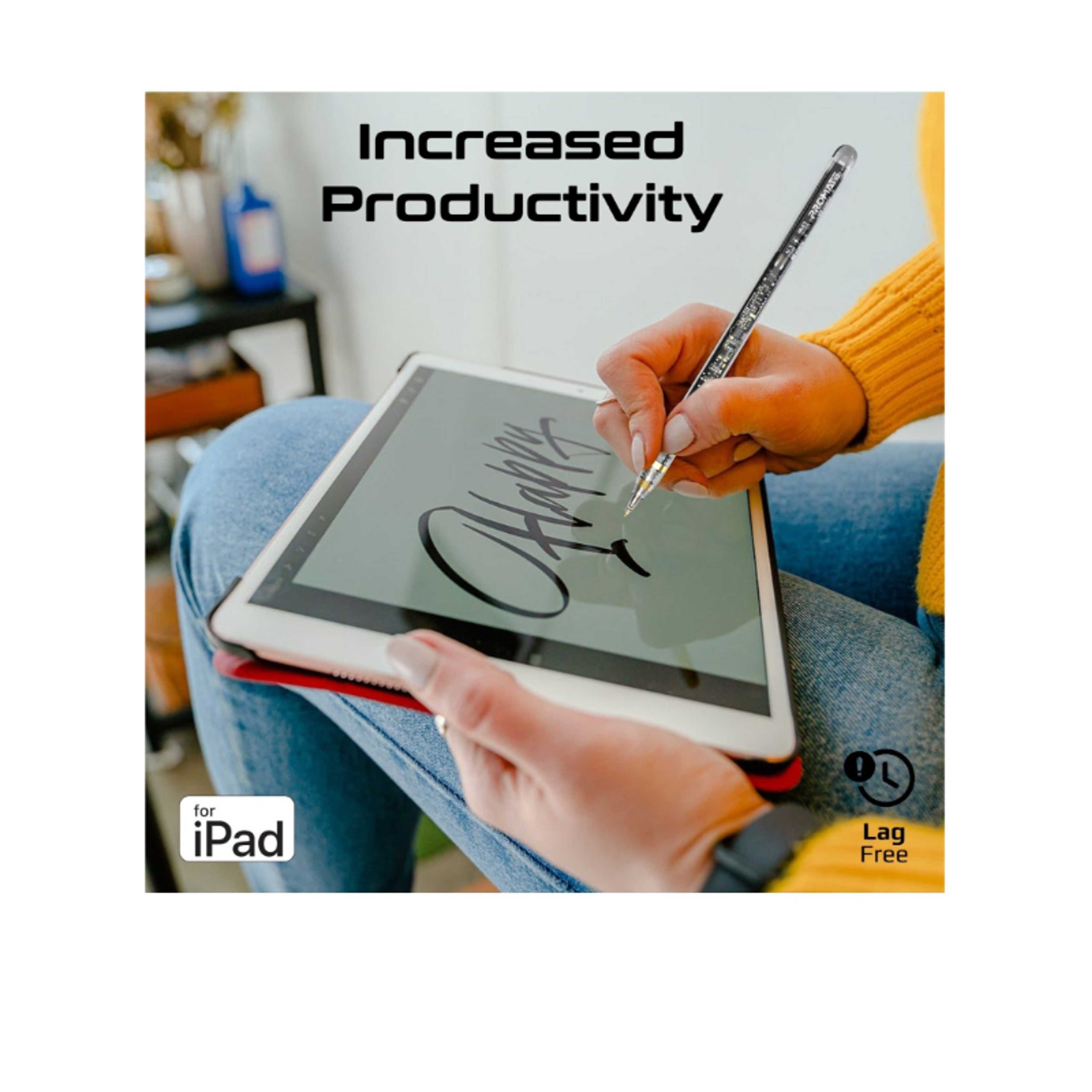 Transparent Stylus Pen For iPads With Palm Rejection Tilt Sensitivity Real-Time Battery Display Black - Product Main Image