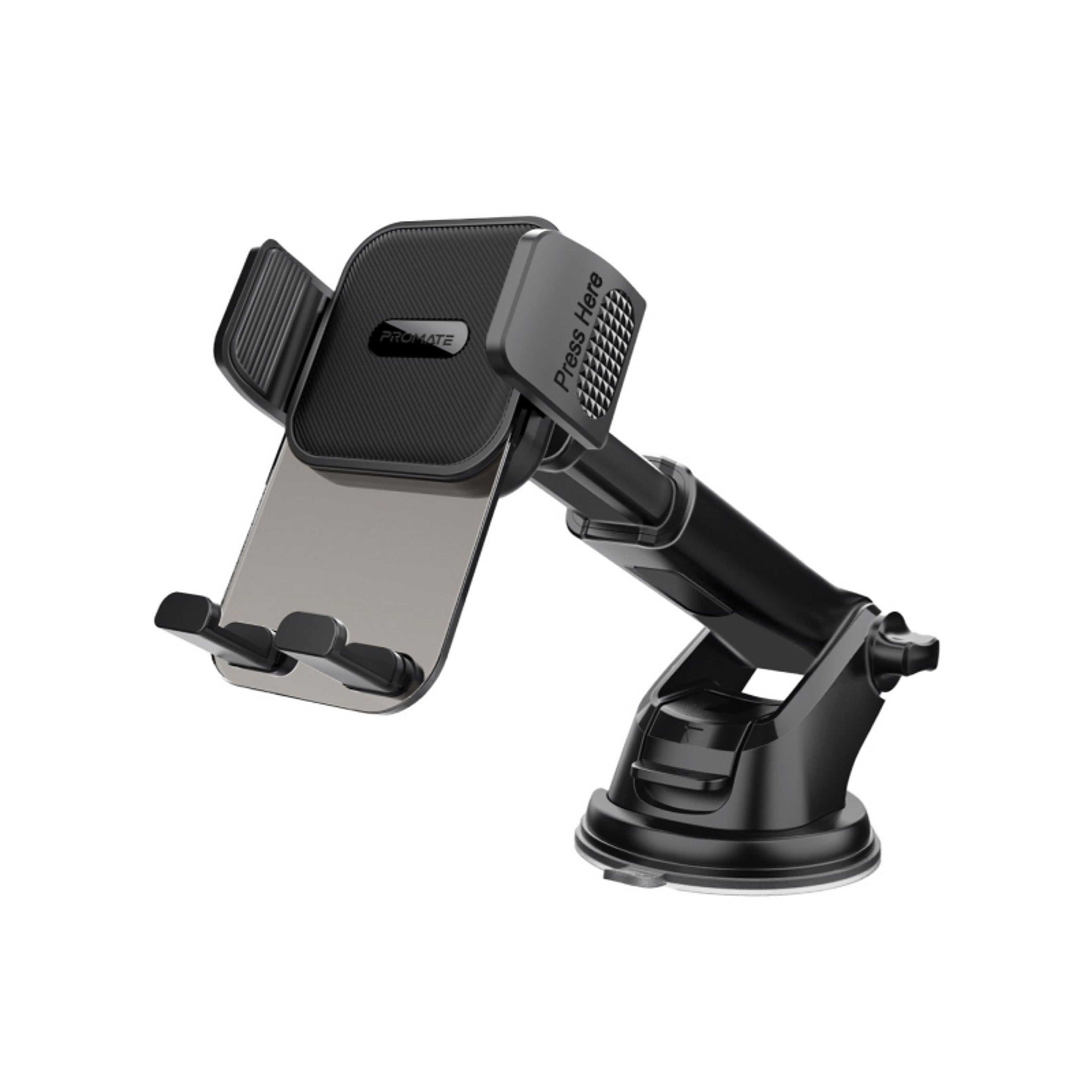 Innovative Car Phone Holder Transparent Auto Clamping Design Multi-Angle Dashboard And Windshield Mount Black - Product Main Image