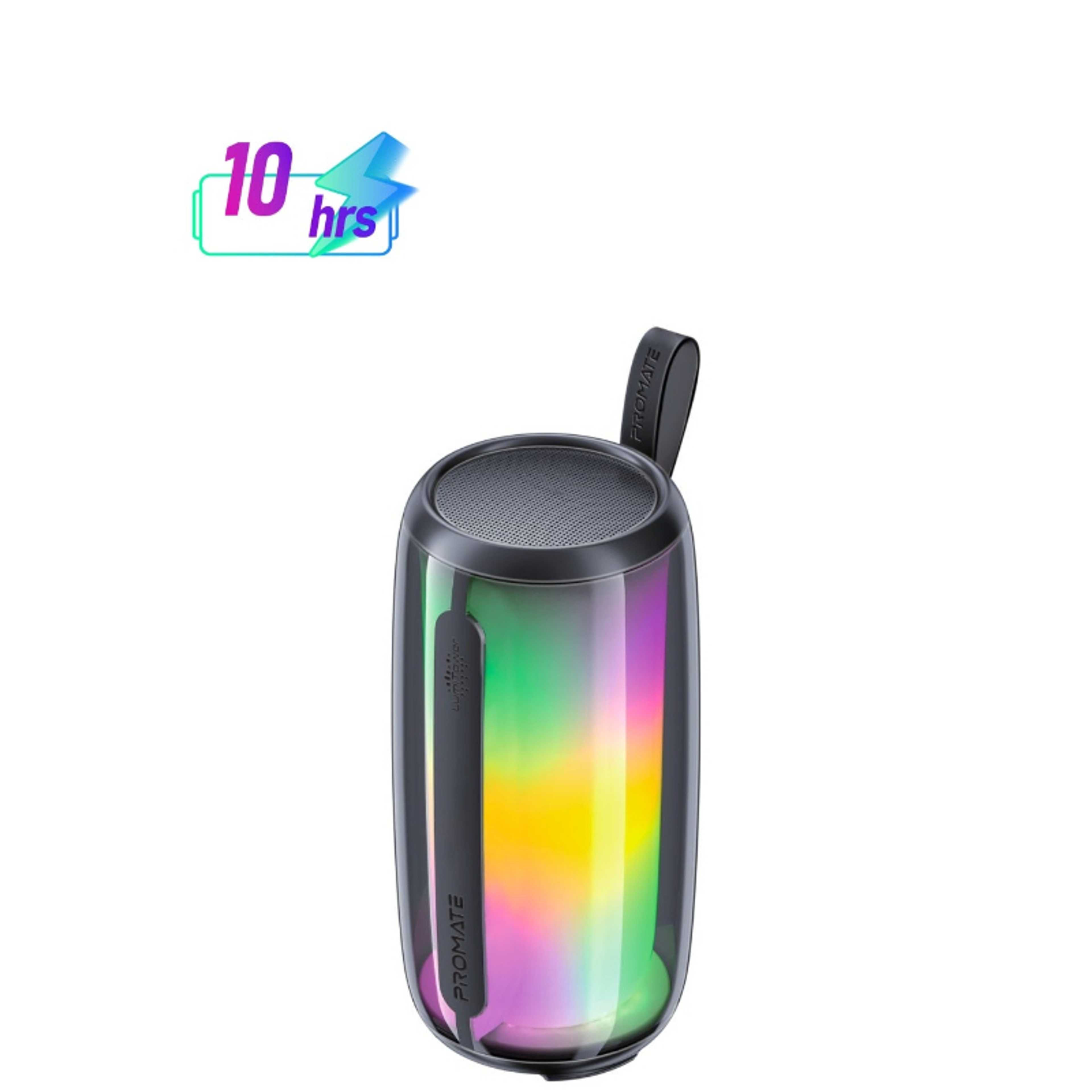 Bluetooth Speaker, Premium 8W True Wireless Portable HD Speaker with RGB Lights, Bluetooth v5.3, Long Playtime, Quick Music Navigation, Water-Resistance, USB Port and TF Card Slot, LumiTower Black - Product Main Image