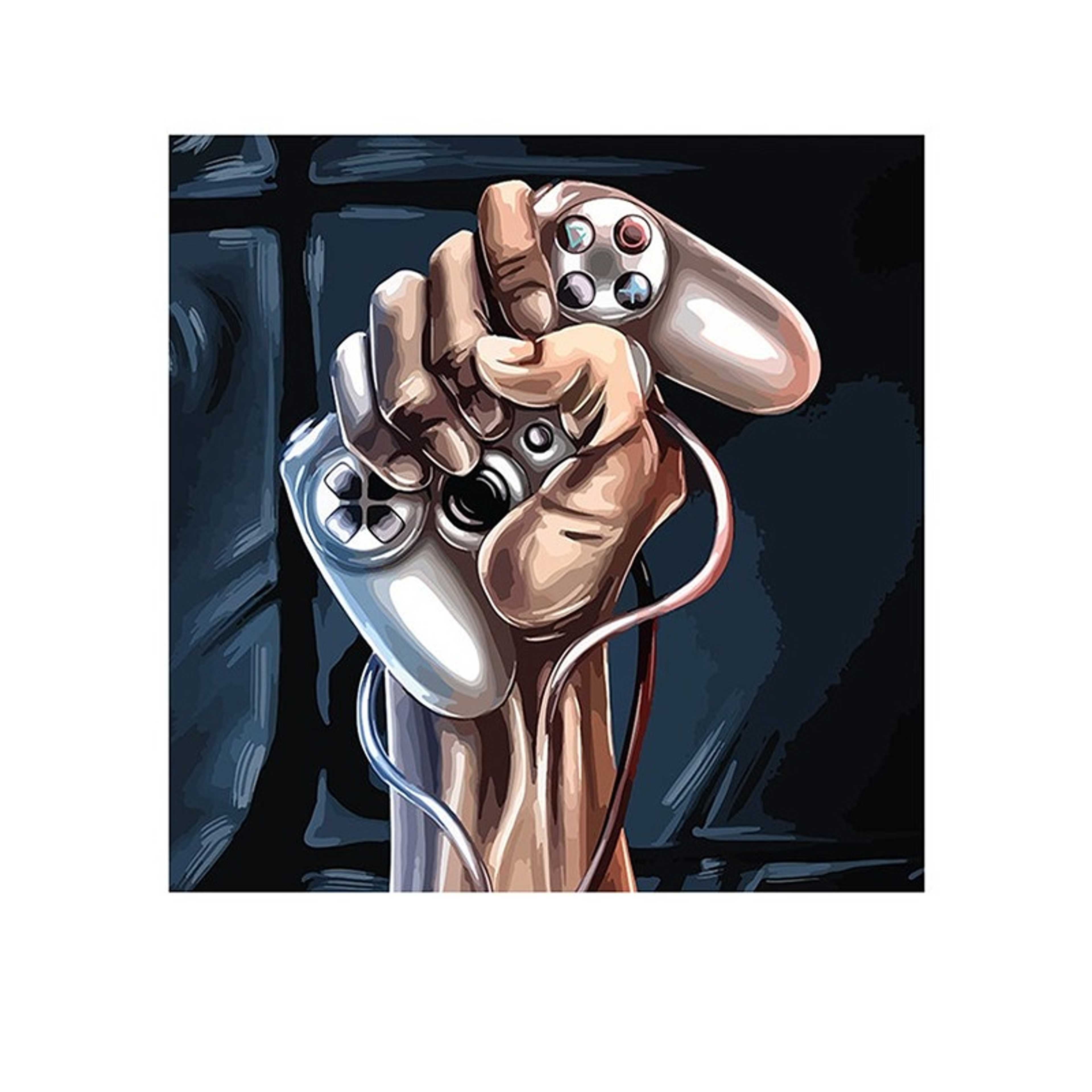 PlayStation Themed Wall Art Grey/Beige/Black 30x30cm - Product Main Image