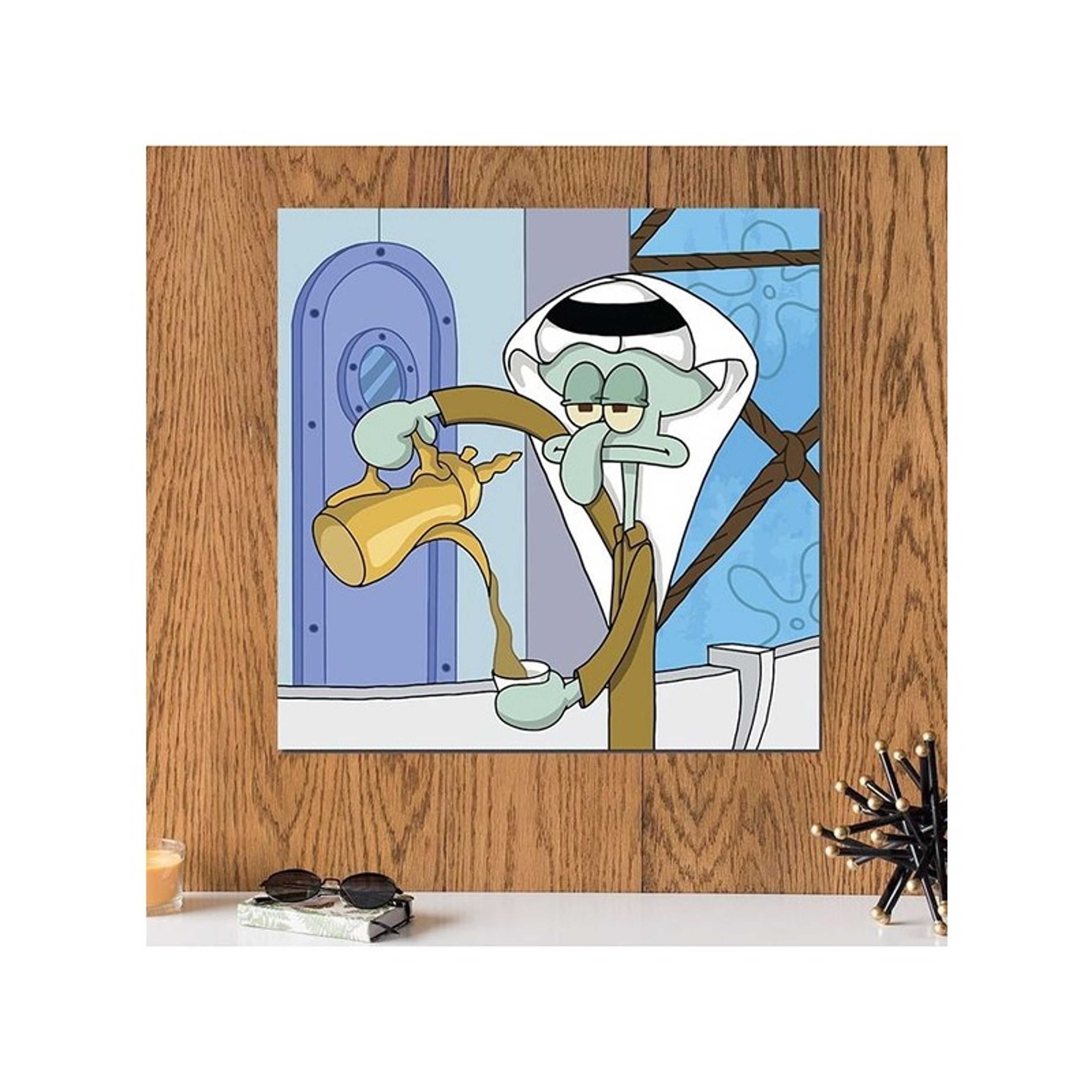 Squidward Tentacles Themed Wall Art Multicolour 33x33cm - Product Main Image