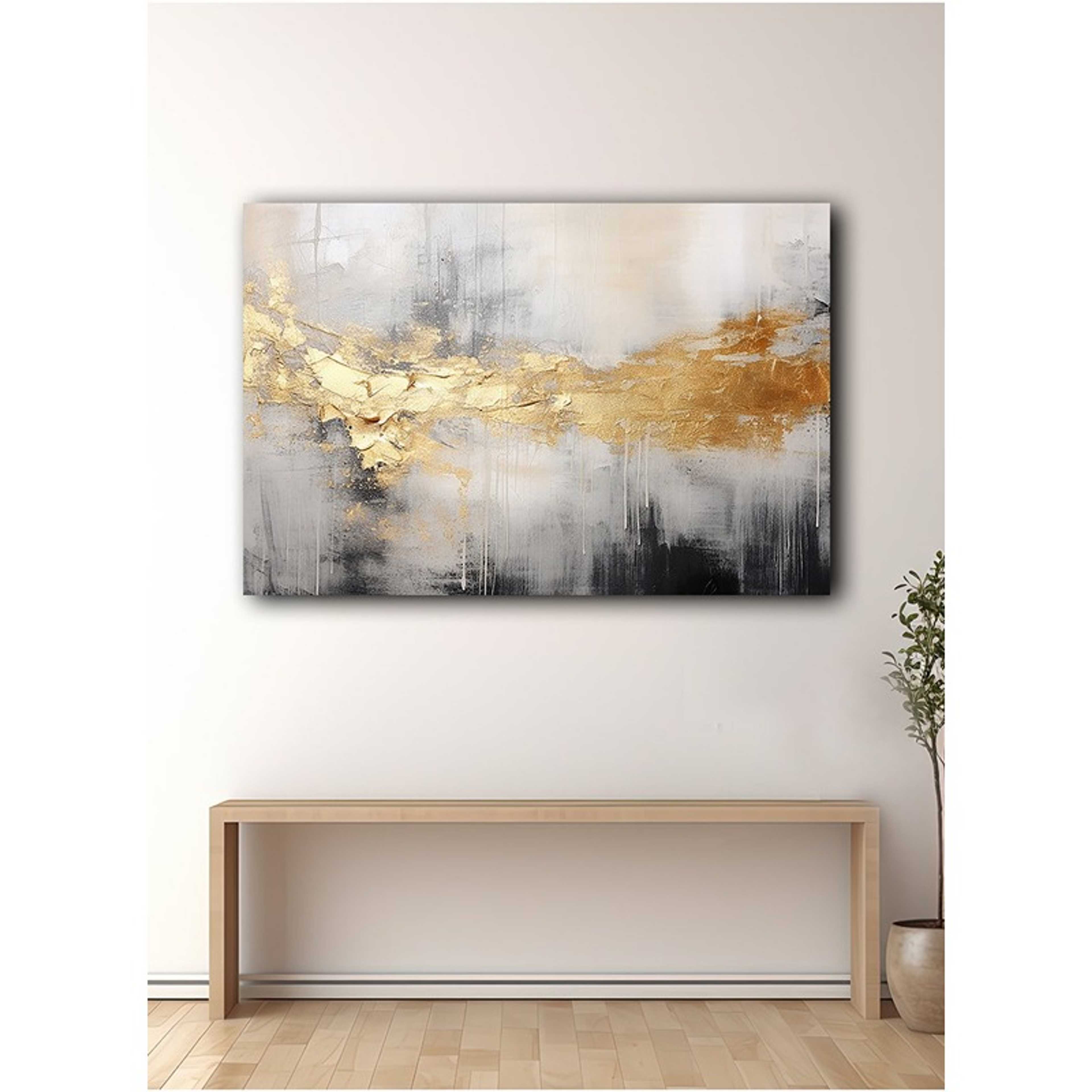 Canvas Wall Art Stretched Over Wooden Frame with Abstract Painting - Product Main Image
