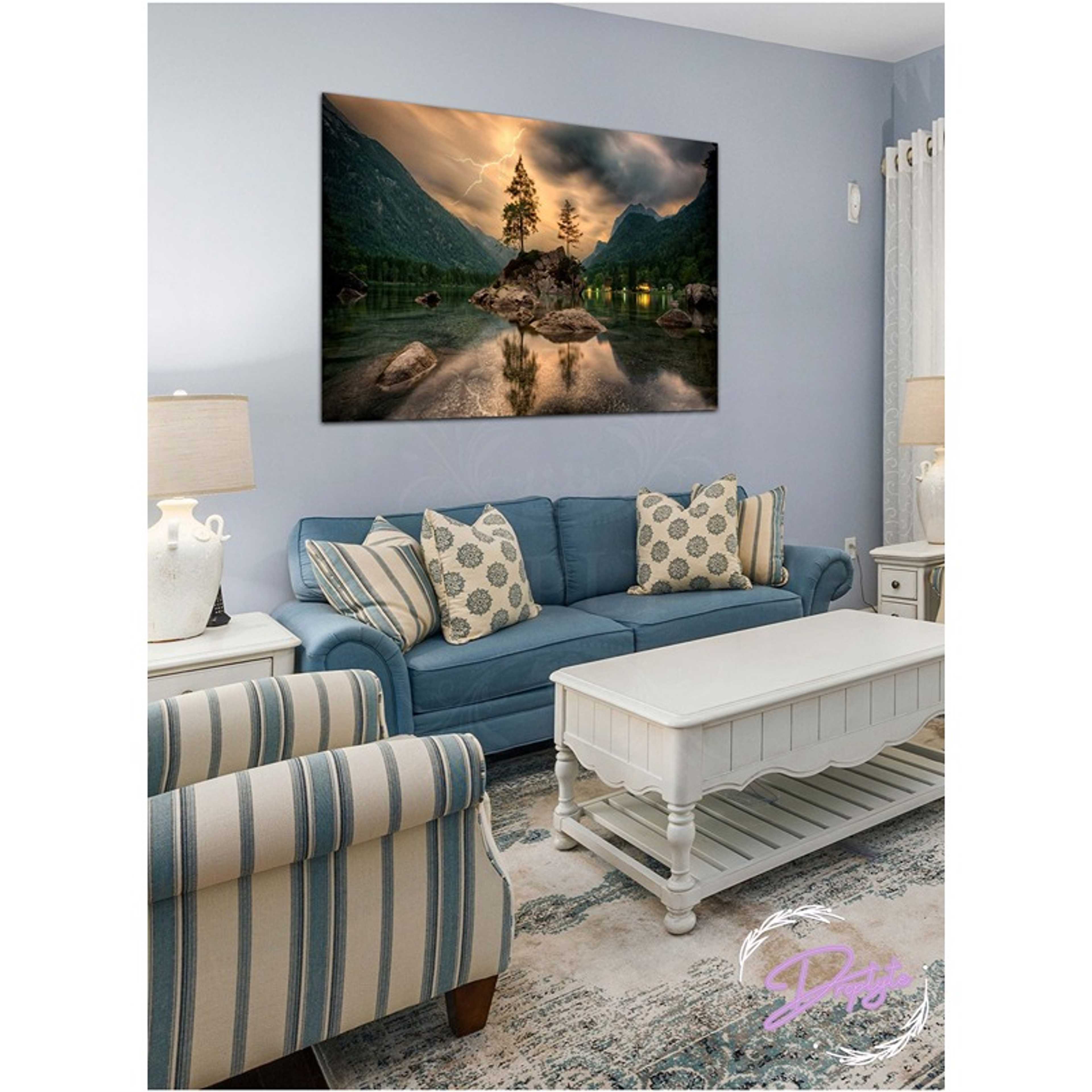 Green Mountains Reflection in Sea Decorative Wall Art Wall Decor Card Board MDF Home Decor  For Drawing Room, Living Room, Bedroom, Kitchen or Office  60CM x 40CM - Product Main Image