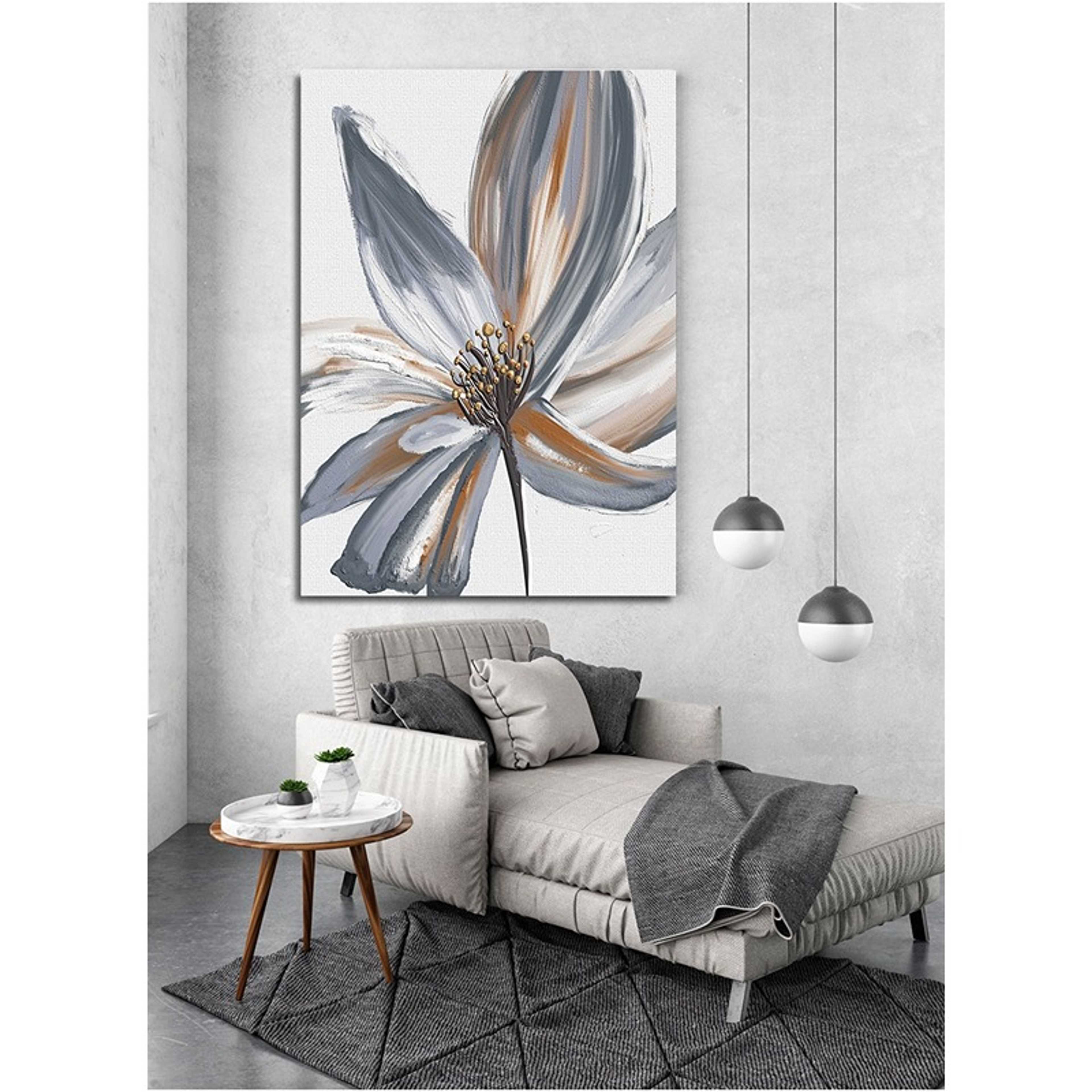Canvas Wall Art Stretched Over Wooden Frame with Flower Abstract Oil Painting Painting - Product Main Image