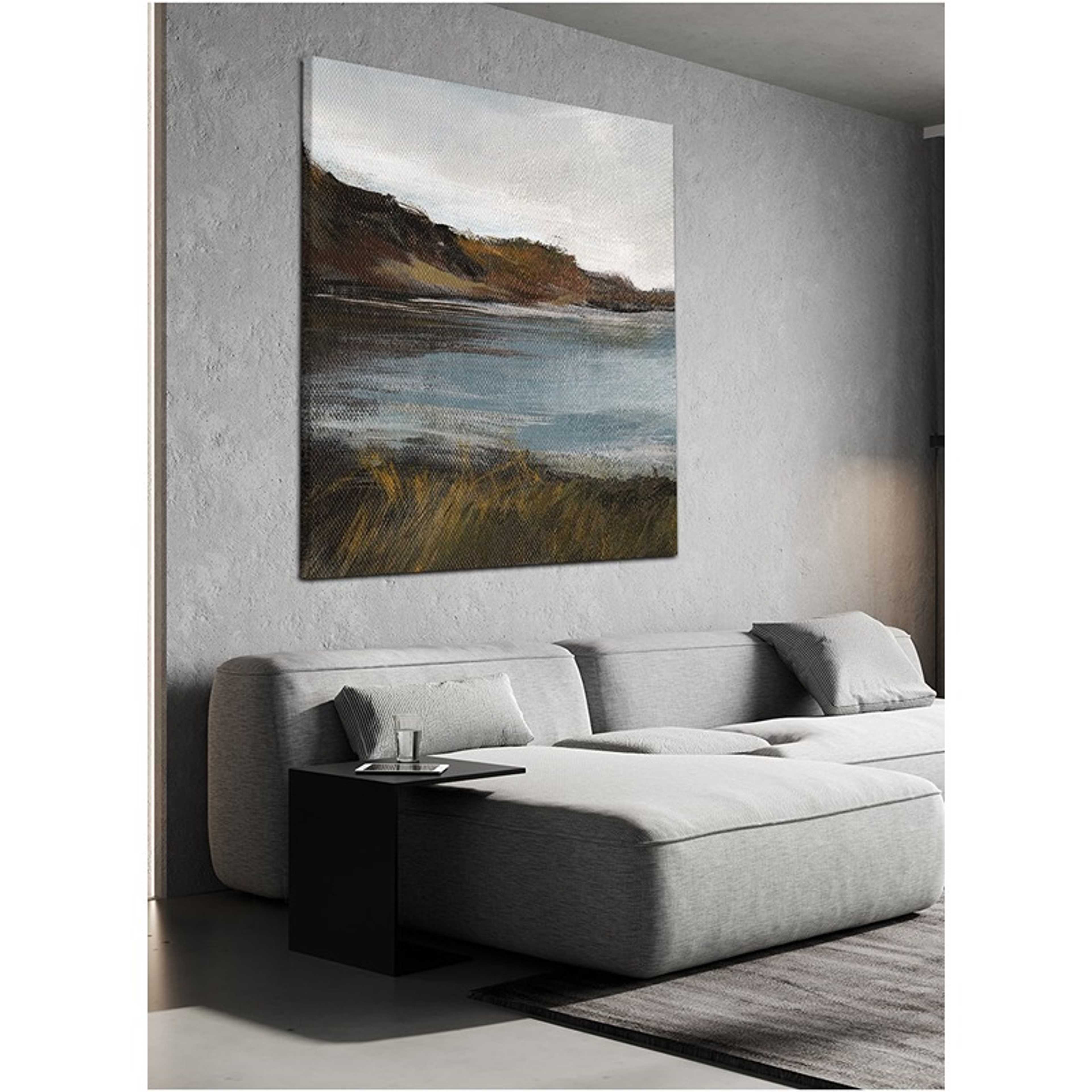 Square Canvas Wall Art Stretched Over Wooden Frame with Autumn Landscape Abstract Painting - Product Main Image