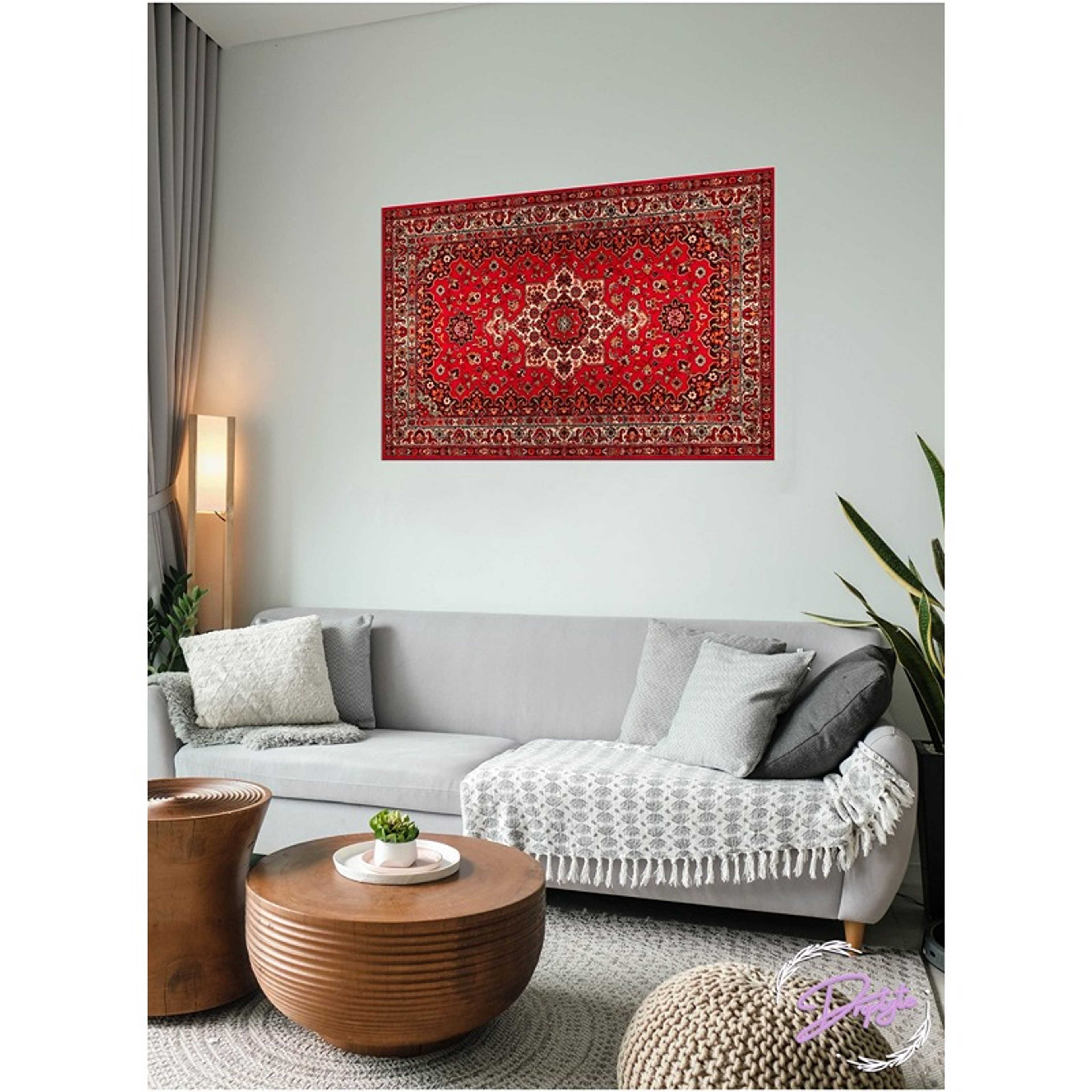 Persian Red Carpet Pattern Texture Decorative Wall Art Wall Decor Card Board MDF Home Decor for Living Room, Drawing Room, Office Room and Bedroom 60CM x 40CM - Product Main Image