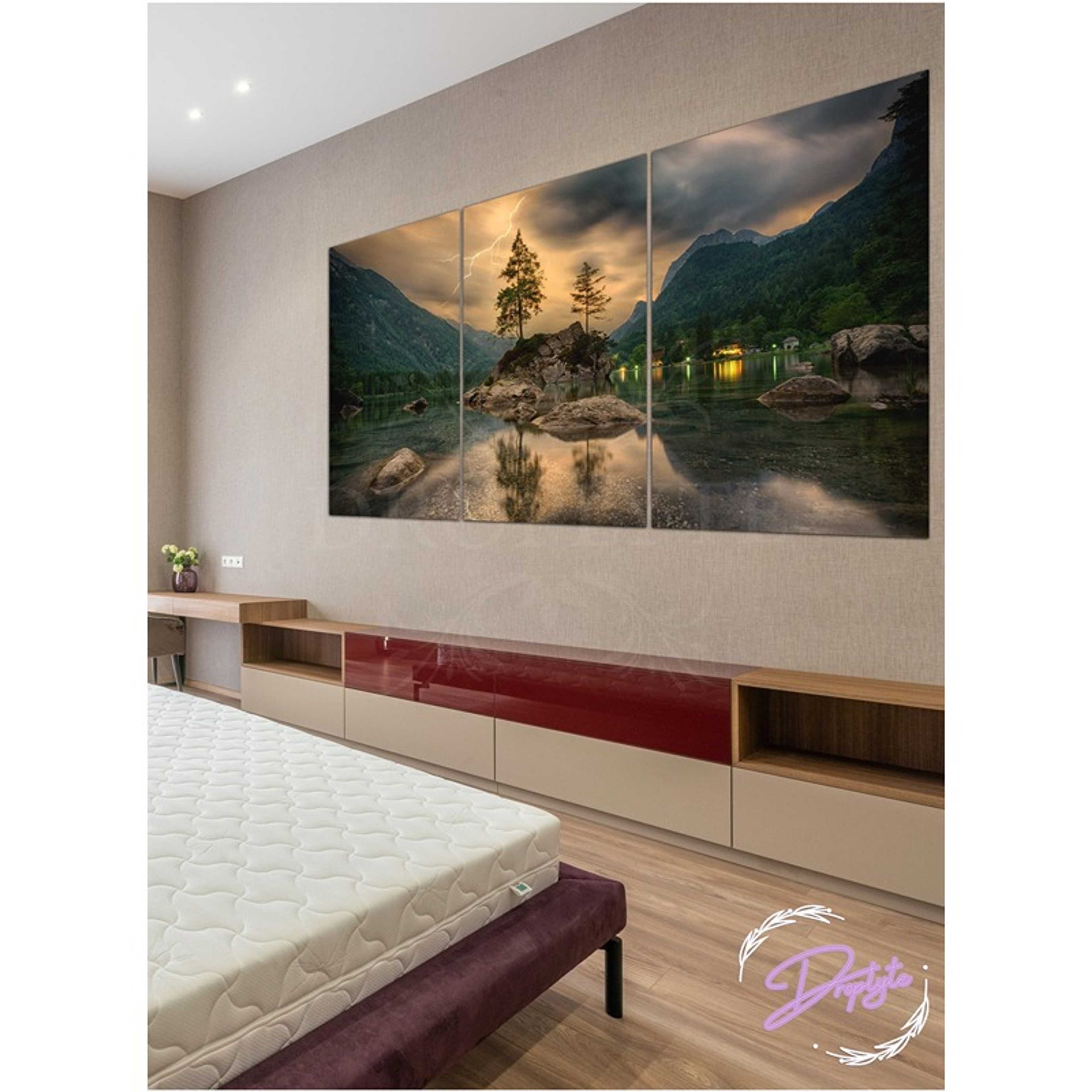 3 Piece Multicolor Ocean and Mountain Decorative Wall Art Wall Decor Card Board MDF Home Decor for Living Room, Drawing Room, Office Room and Bedroom 120CM x 60CM - Product Main Image