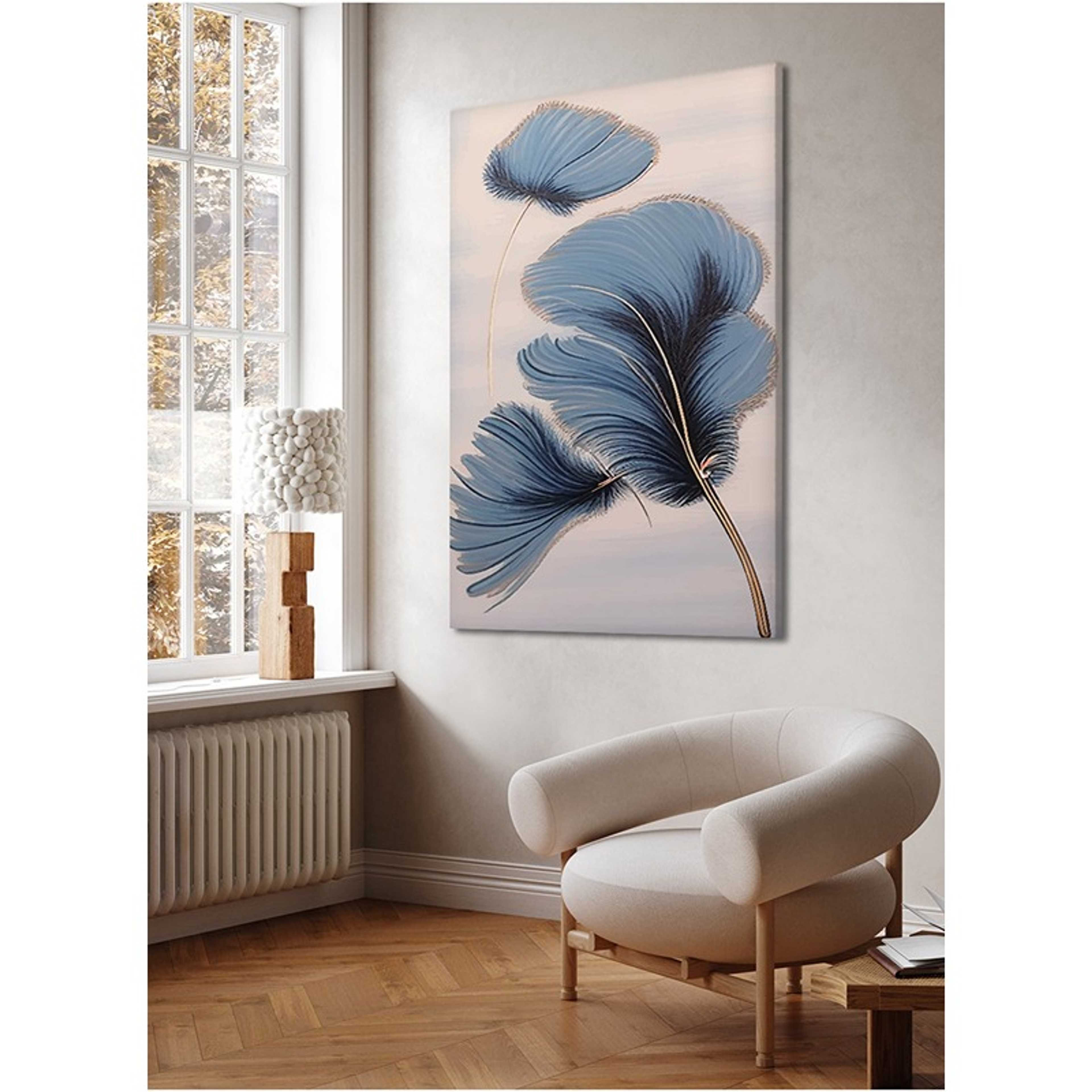 Canvas Wall Art Stretched Over Wooden Frame with Flowers Art Pattern Painting - Product Main Image