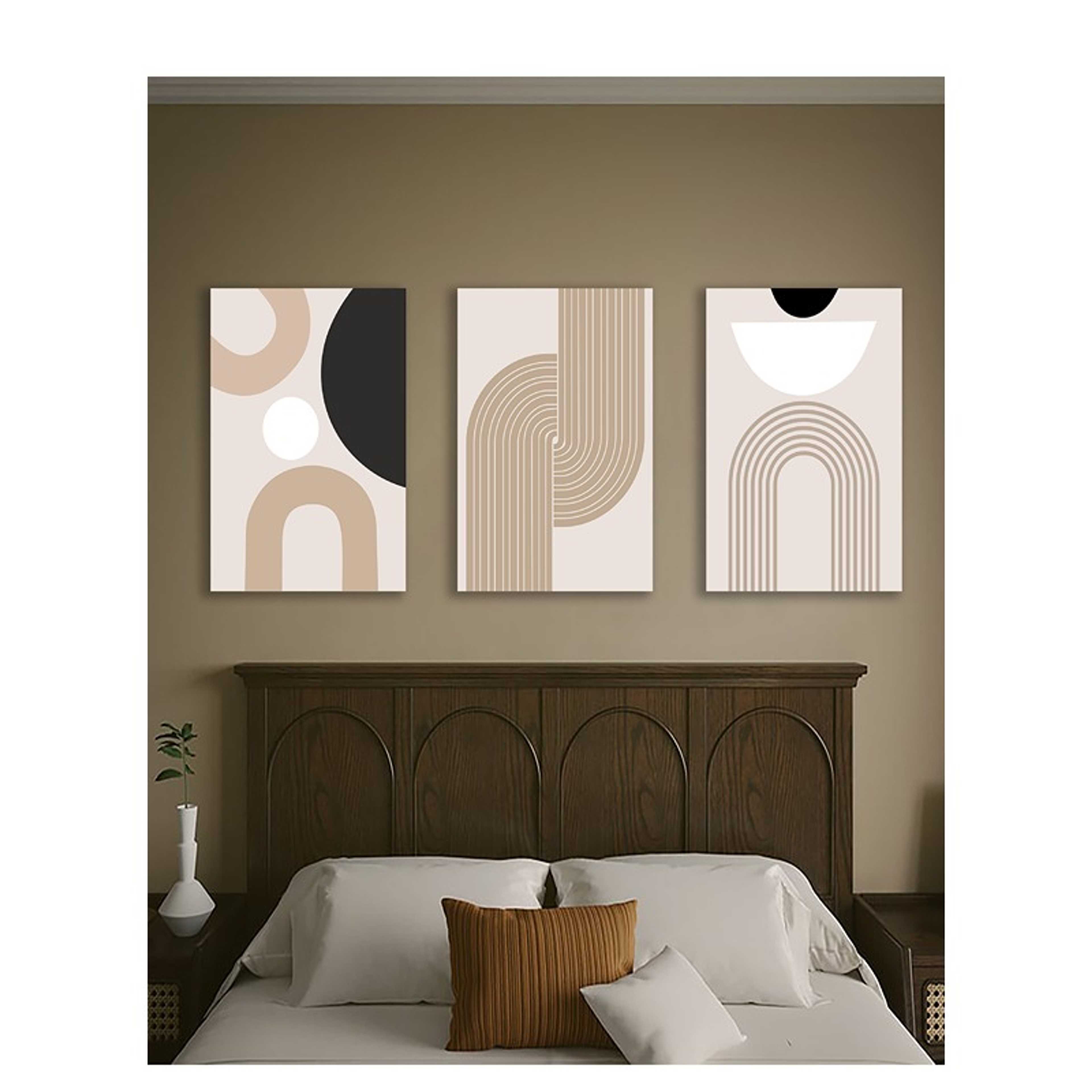 Set Of 3 Framed Canvas Wall Arts Stretched Over Wooden Frame Paintings for Home Living Room Office Decor - Product Main Image