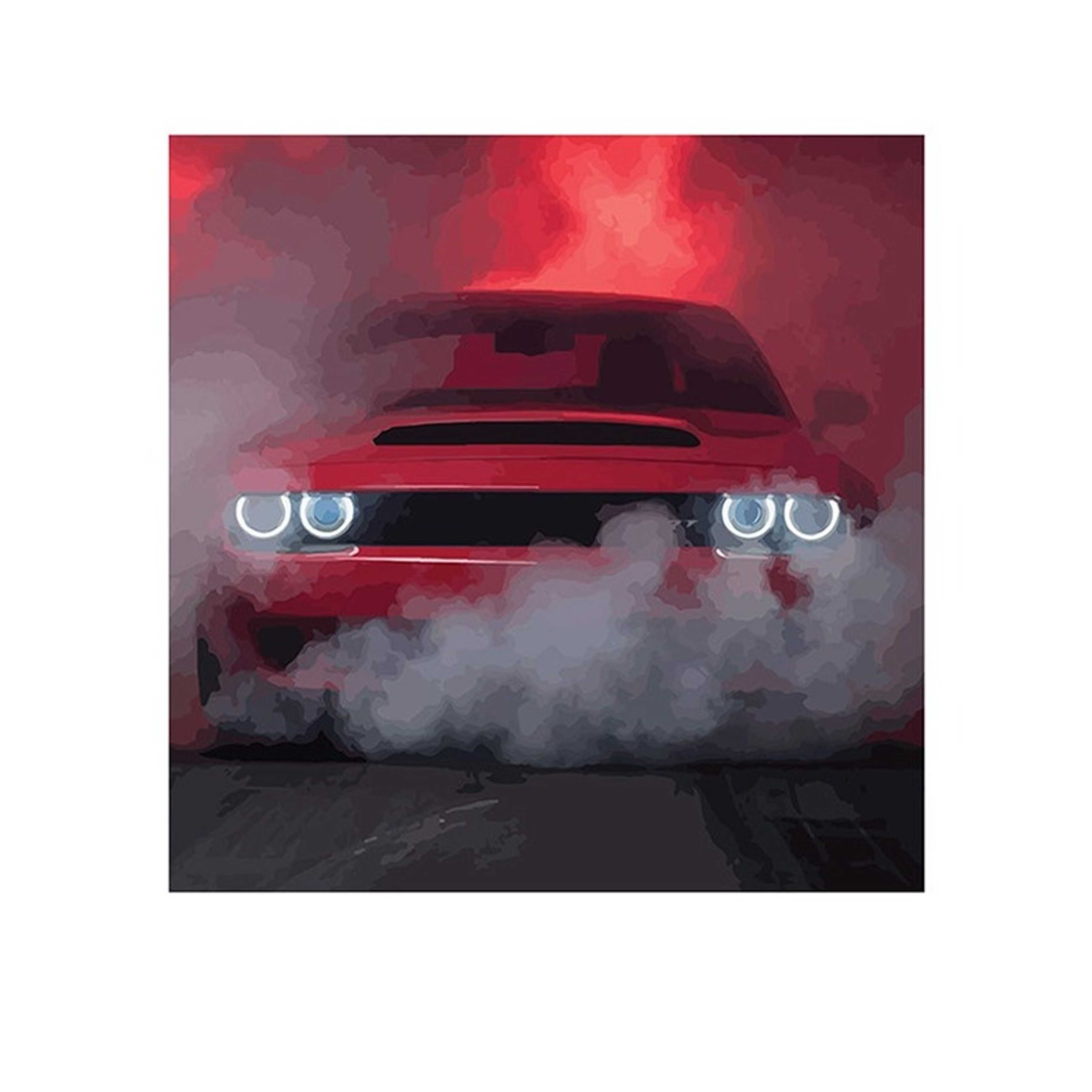 Dodge Car Themed Wall Art Red/Grey/Black 30x30cm - Product Main Image