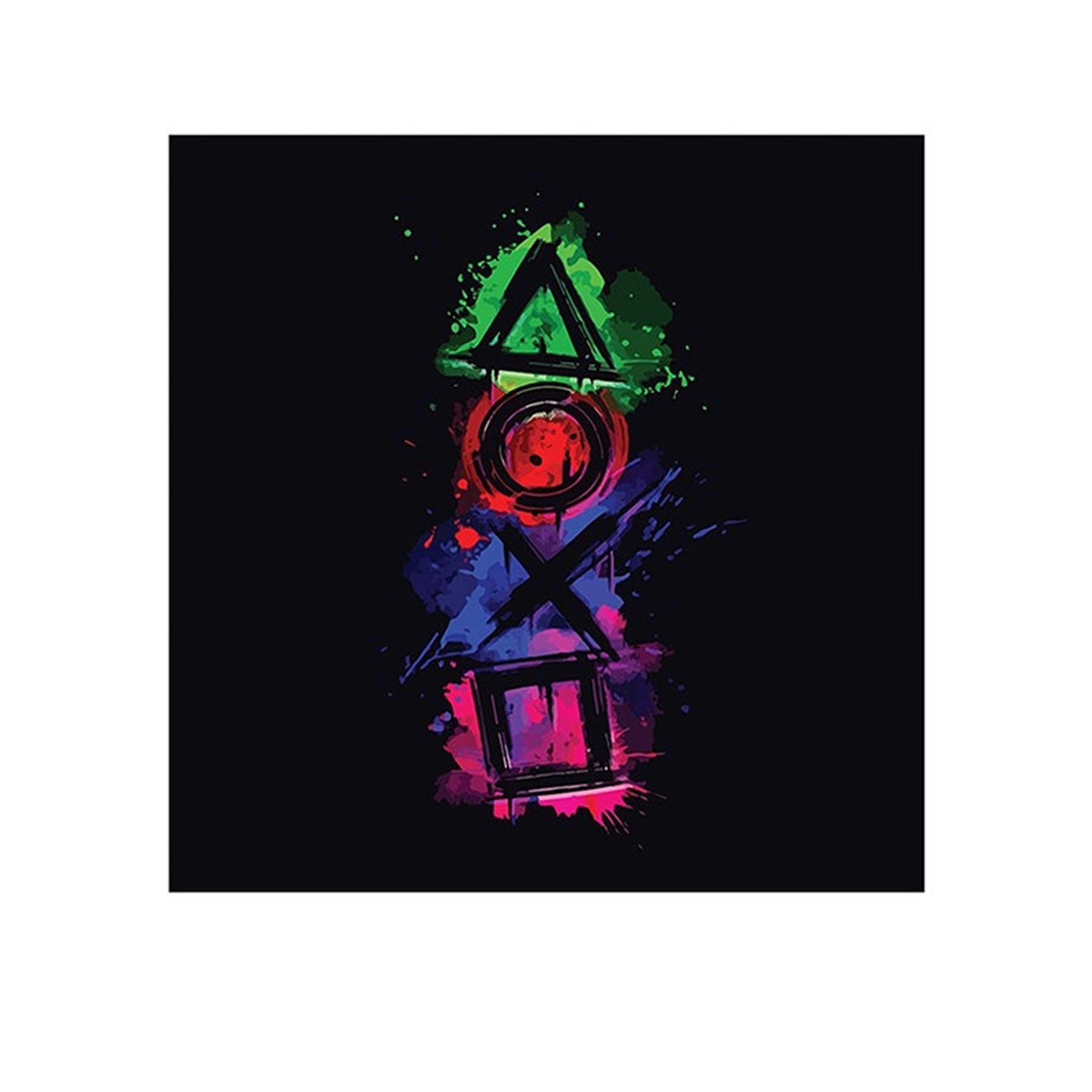 PlayStation Themed Wall Art Black/Red/Green 30x30cm - Product Main Image