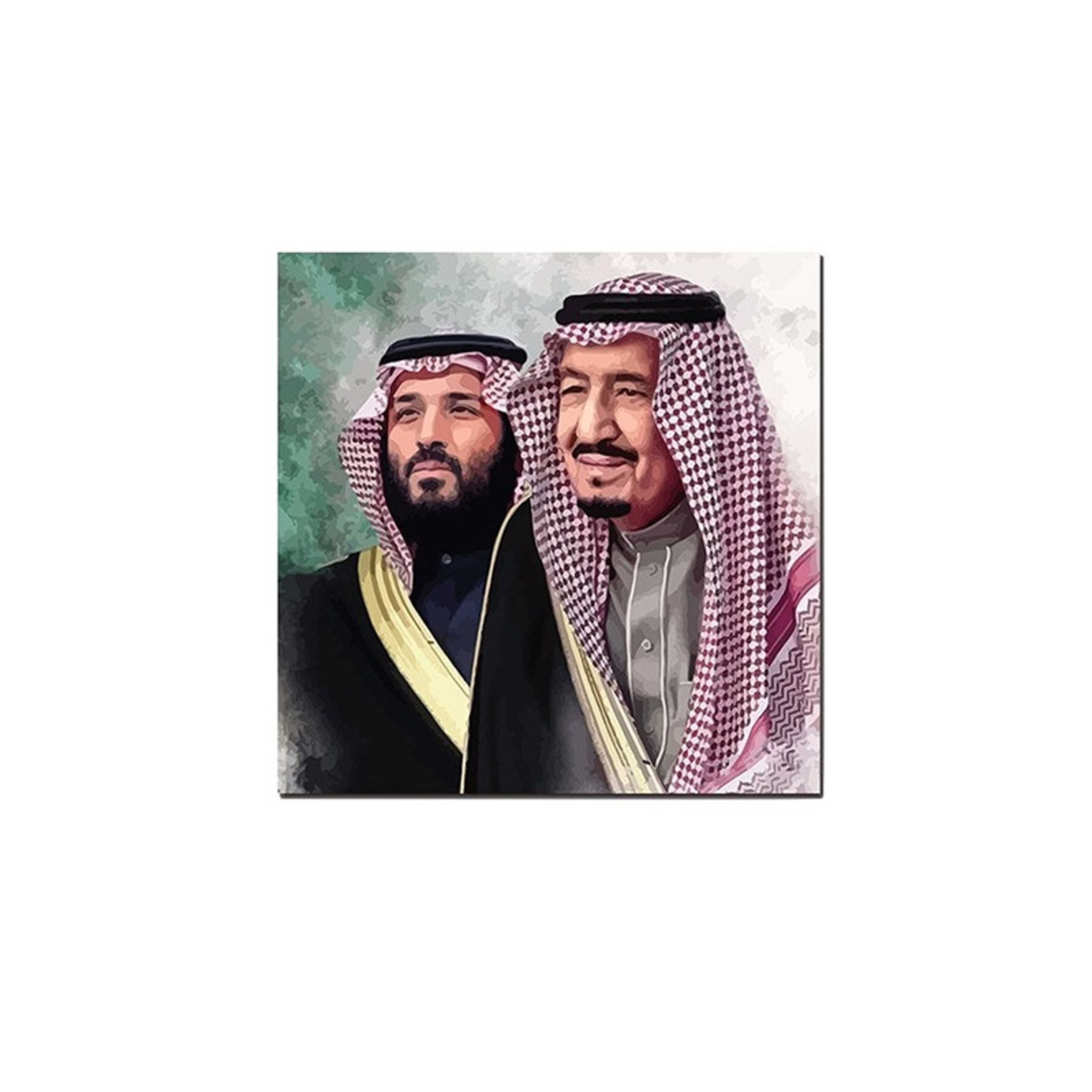 King Salman And Prince Mohammad Bin Salman Wall Art Painting Multicolour 30 x 30centimeter - Product Main Image