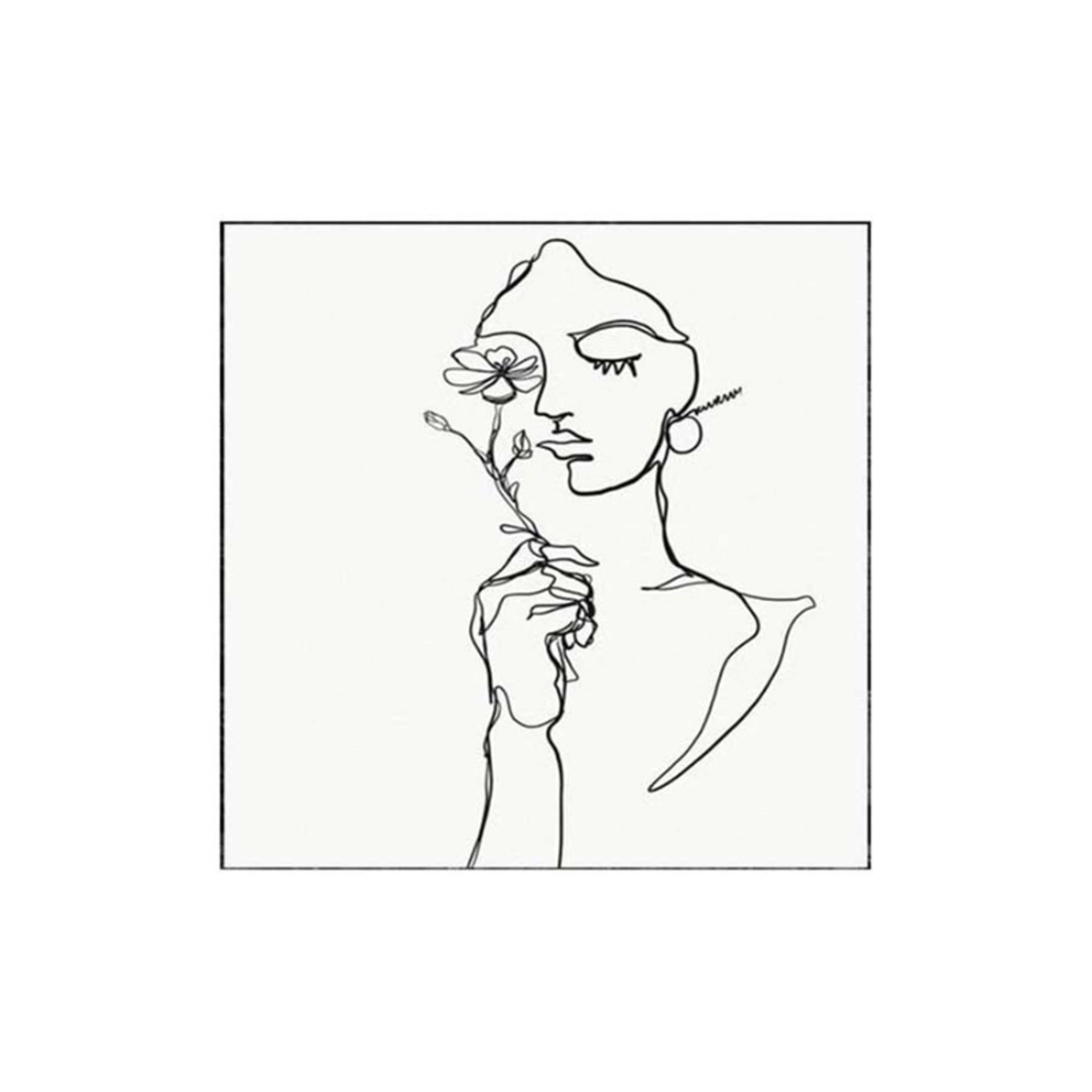 Girl Wall Art Painting Black/White 30 x 30cm - Product Main Image