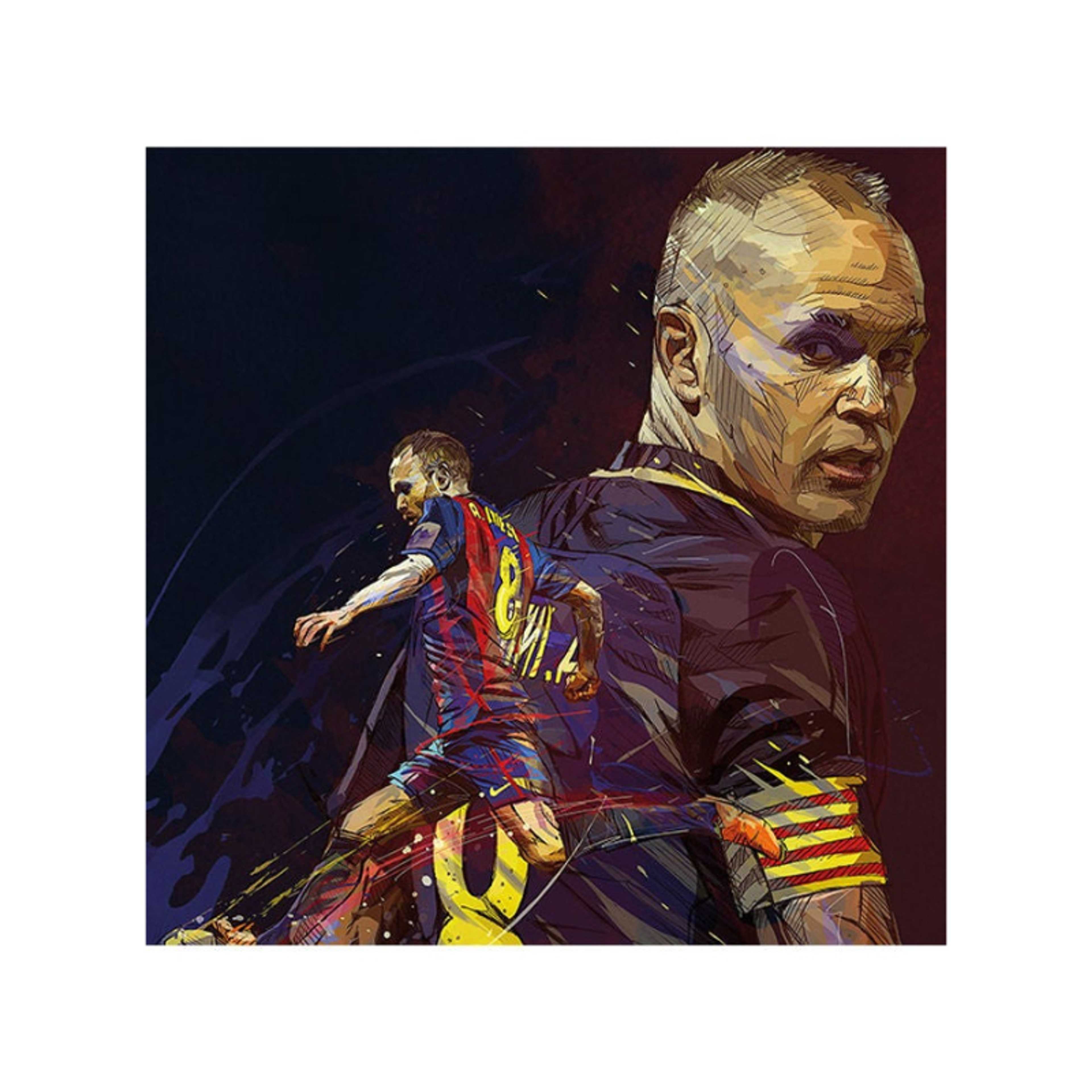 Iniesta Barcelona MDF Wall Art Multicolour - Product Main Image