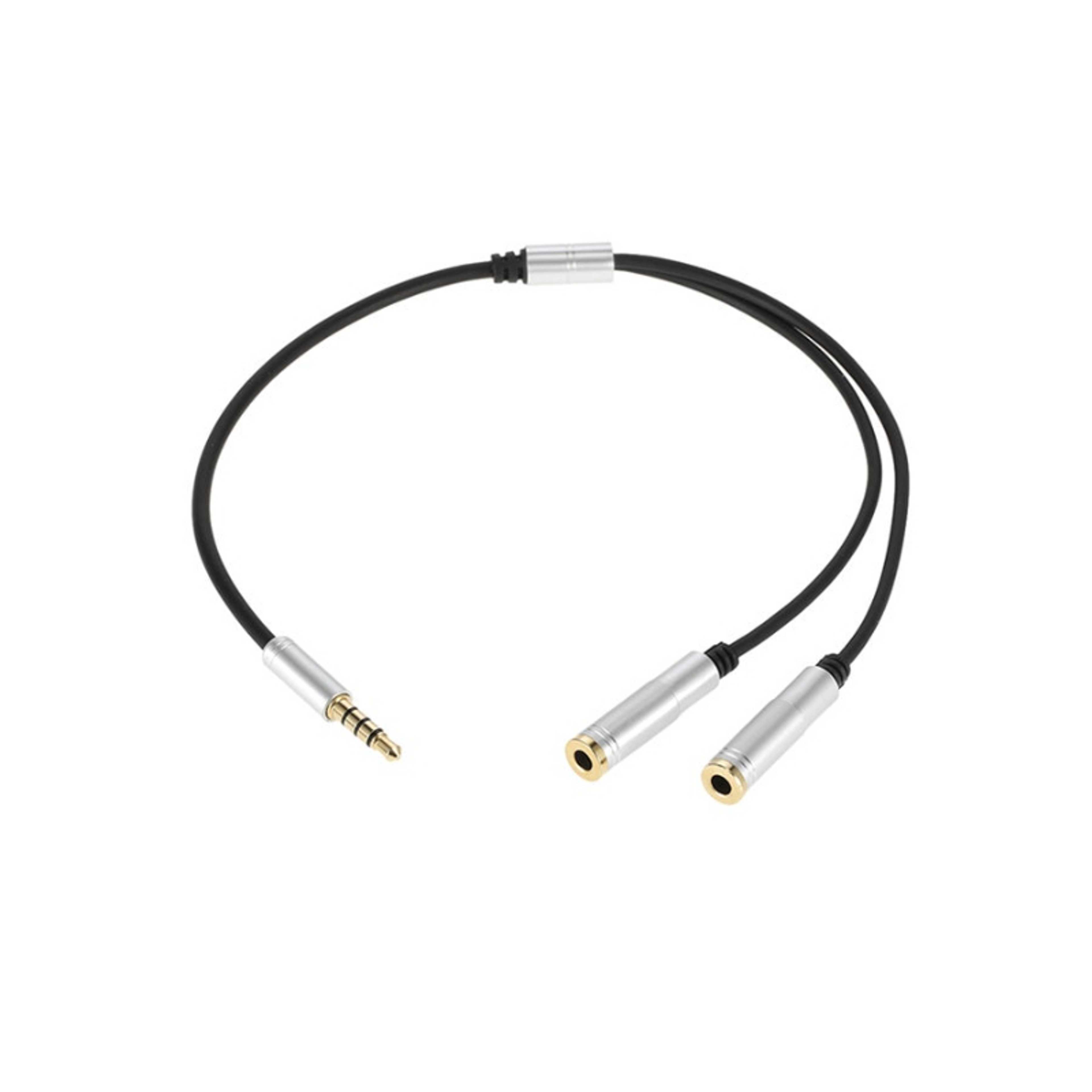 Single Male To Dual Female Headphone Cable Silver - Product Main Image