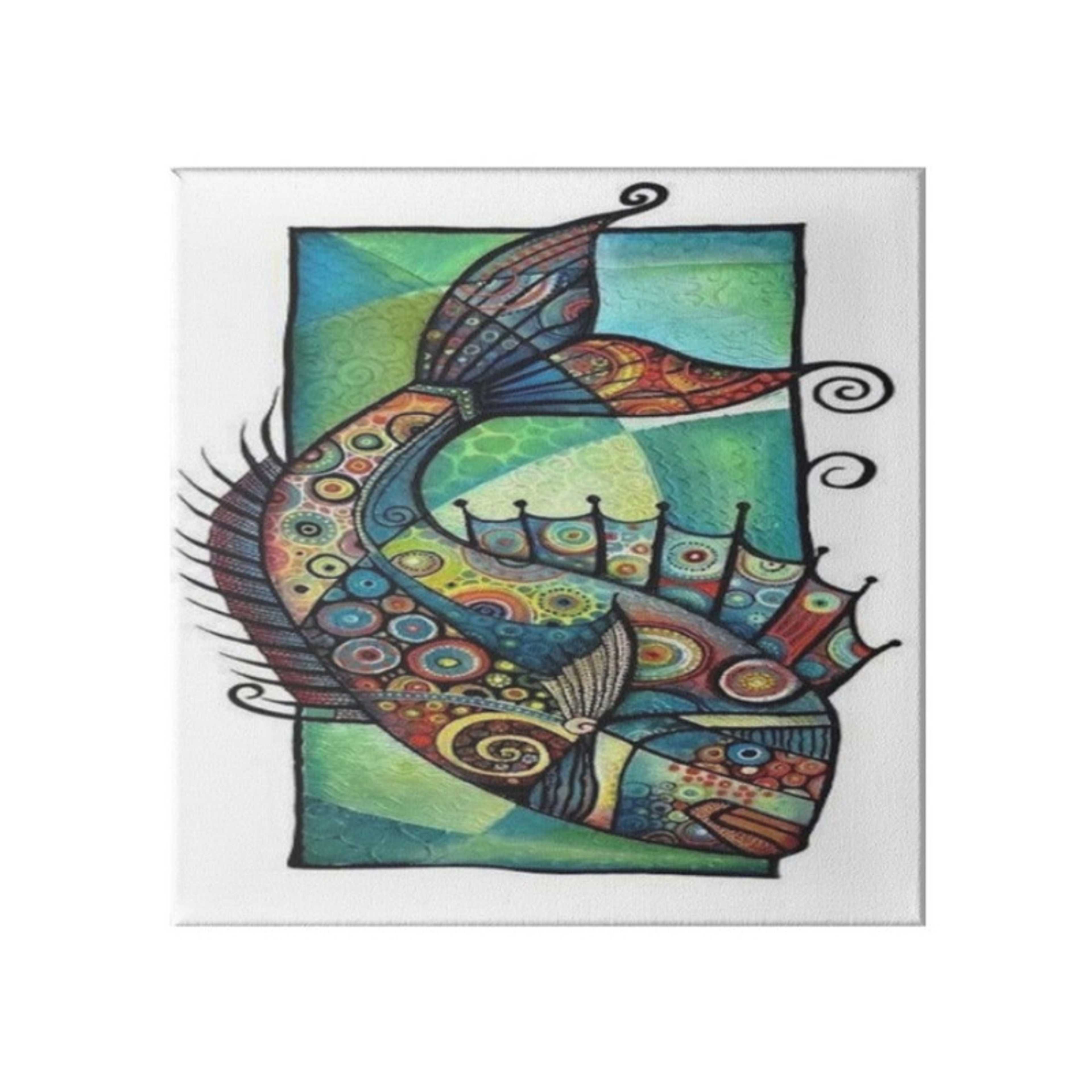 Colourful Fish Pattern Hidden Frame Canvas Wall Painting Multicolour 50 x 50cm - Product Main Image