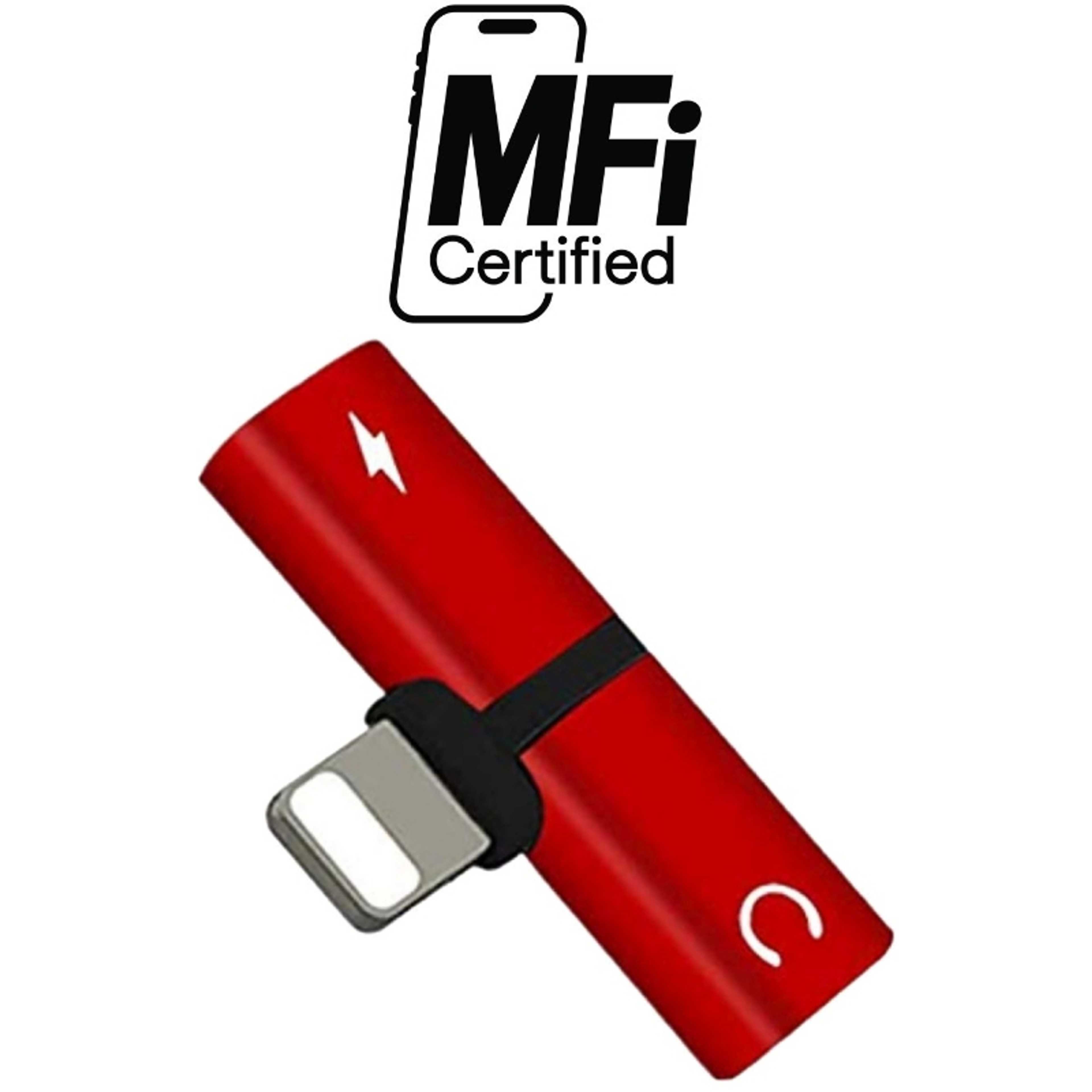 Dual Adapter Splitter For Apple iPhone X/10/7/8 Plus Red/Black - Product Main Image