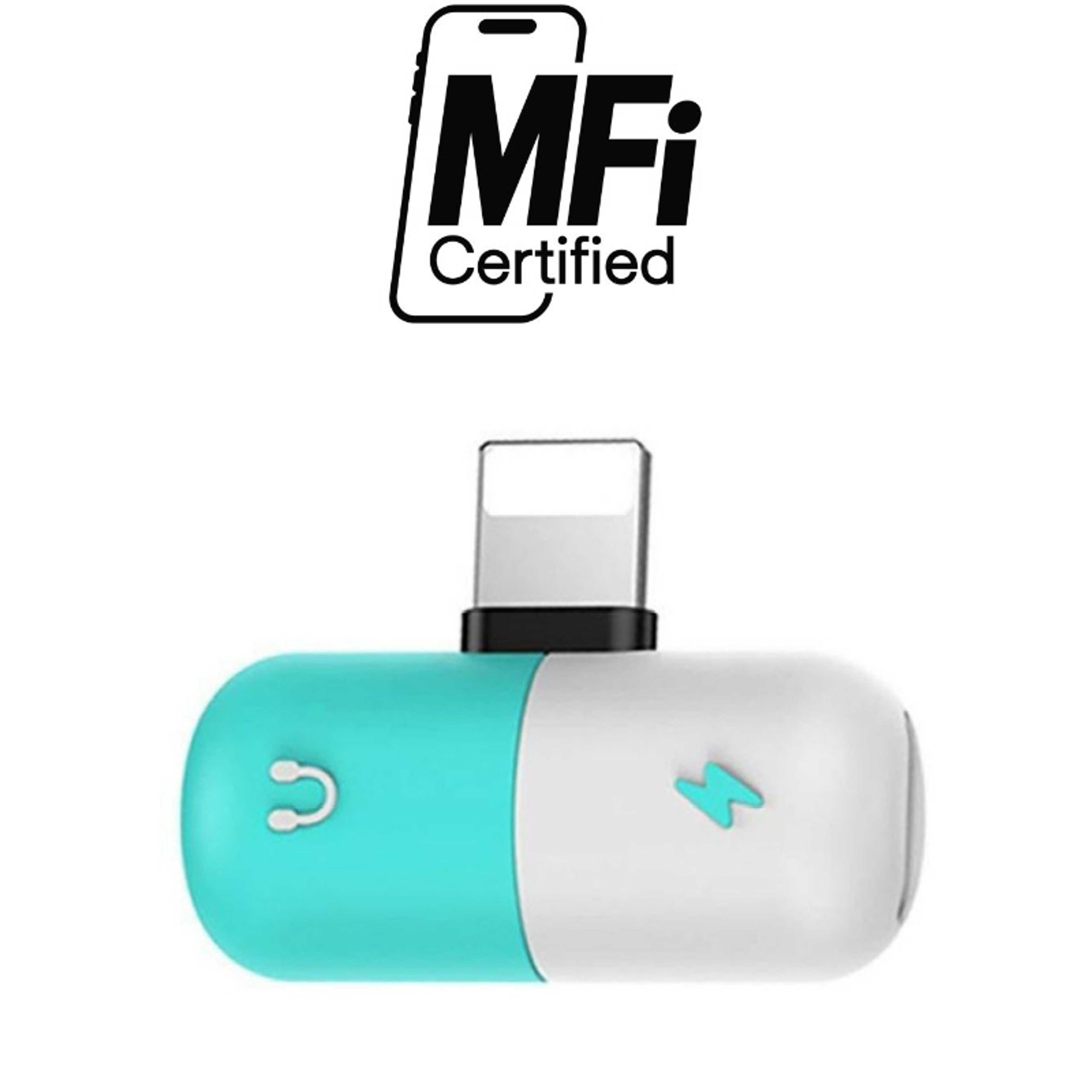 2-In-1 Dual Lightning Port Splitter Blue/White - Product Main Image