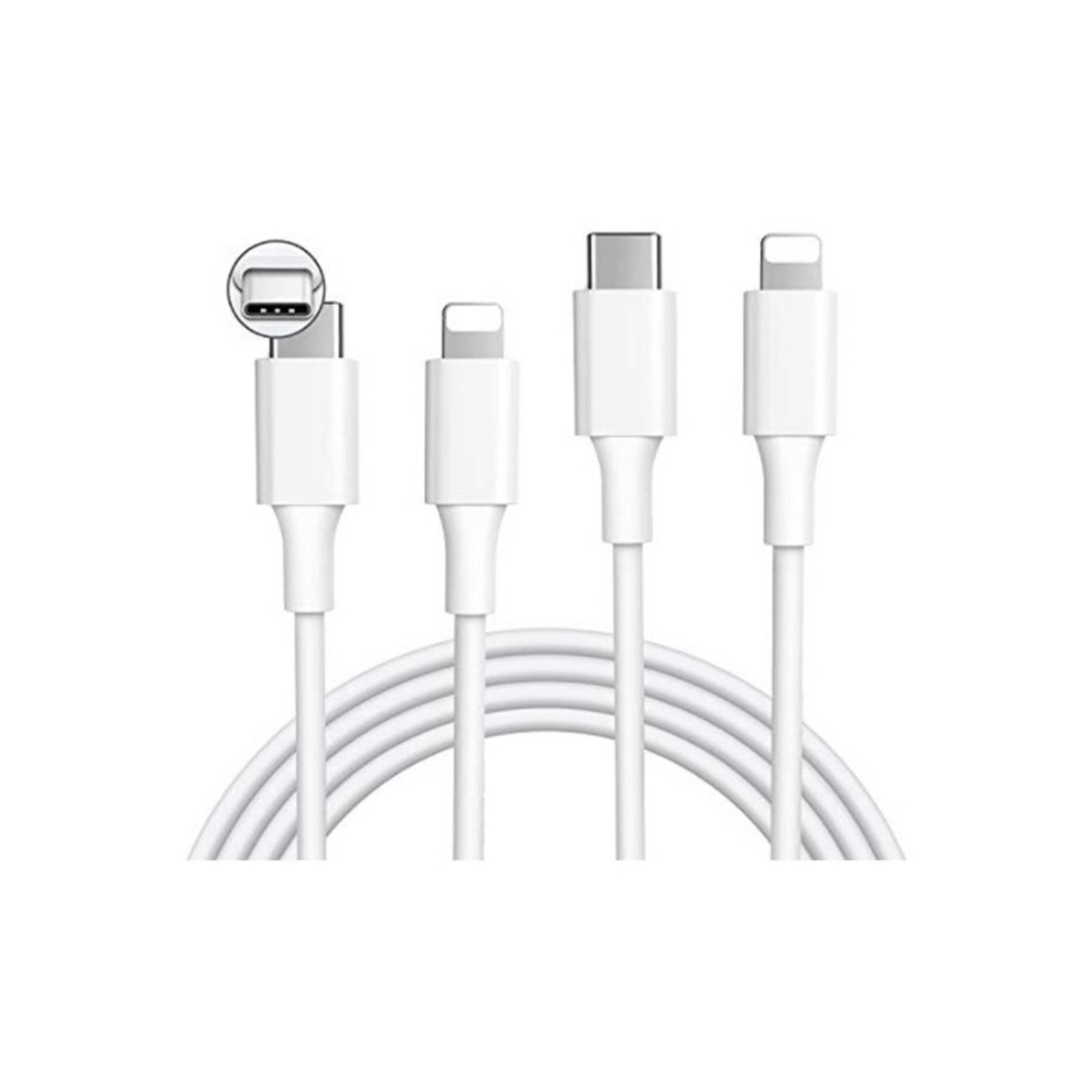 MFi Certified USB C to Lightning Cable Pack Of 2 White - Product Main Image