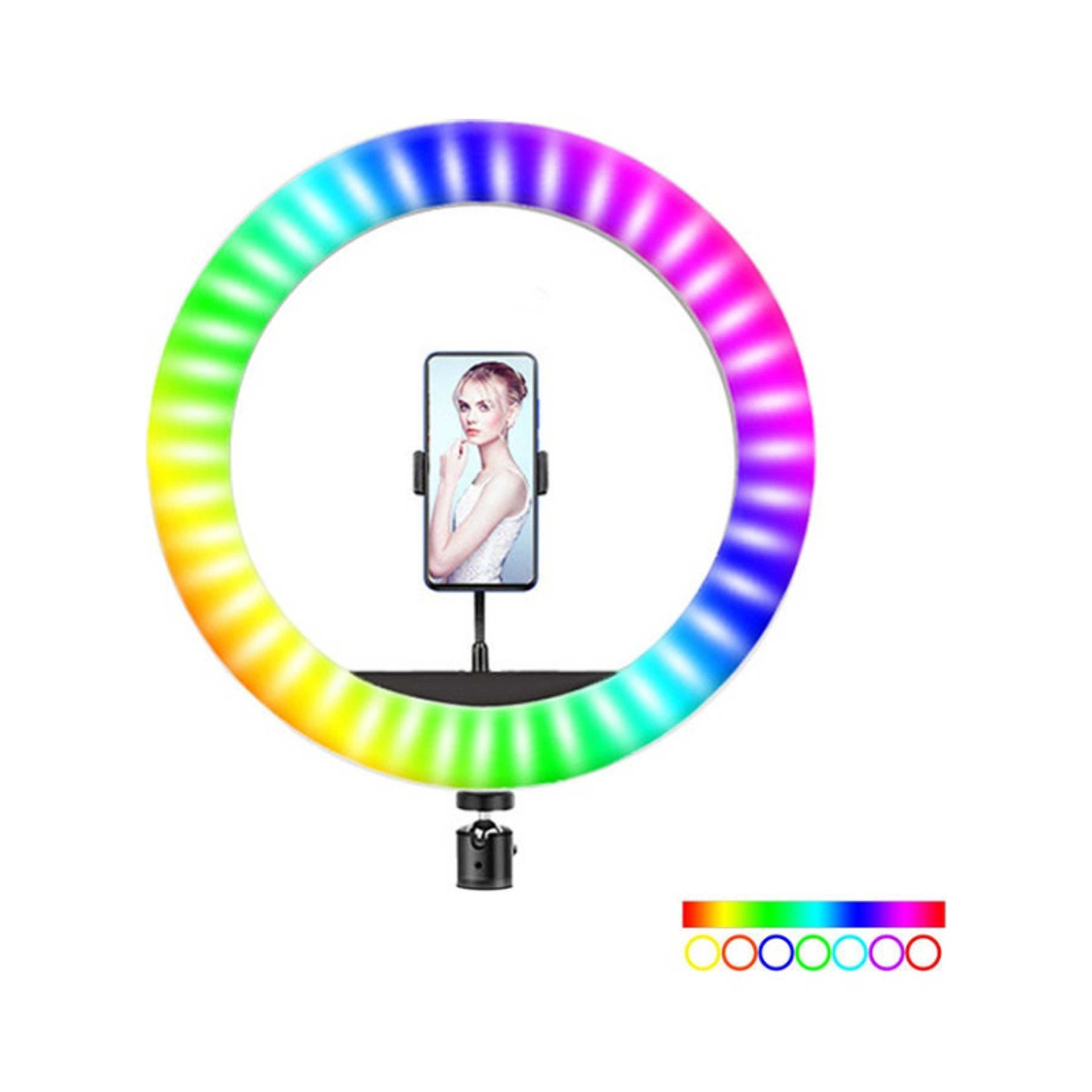 USB RGB LED Selfie Round Light With Phone Clip Black - Product Main Image