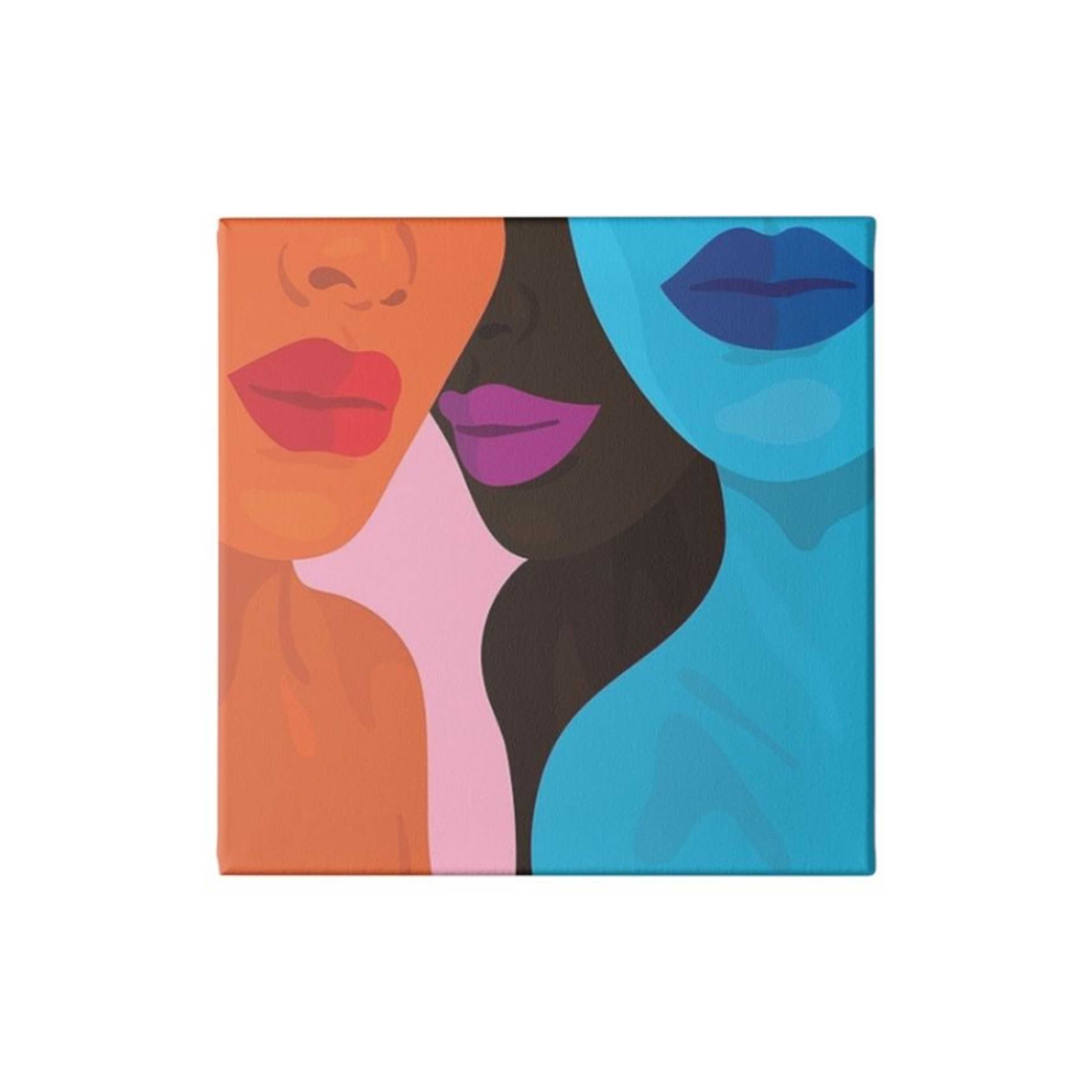 Coloured Lips Wall Art Painting With Frame Multicolour 30x30cm - Product Main Image