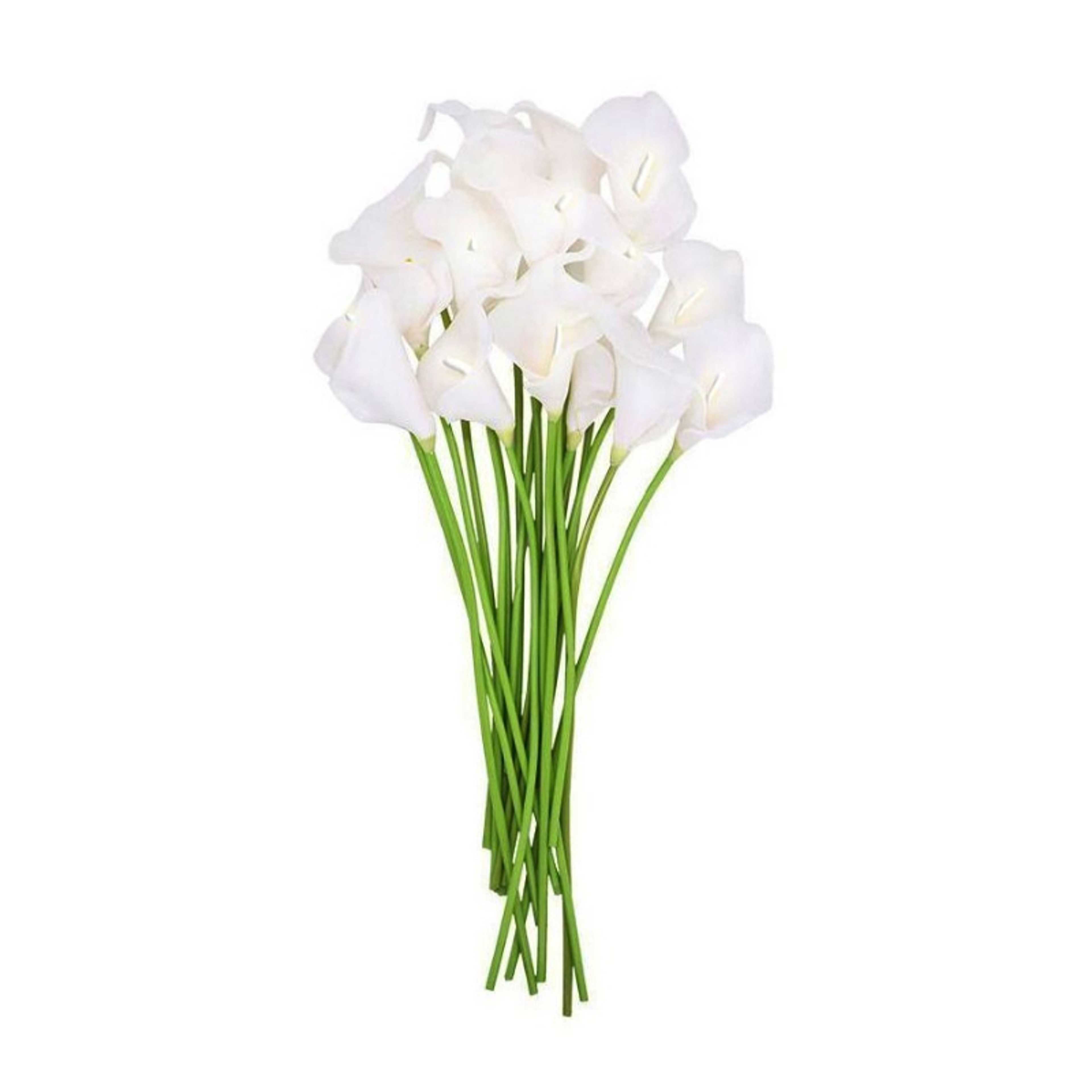 8pcs Pure White Flowers Artificial Calla Lily 35cm for Home Kitchen Bedroom & Wedding - Product Main Image
