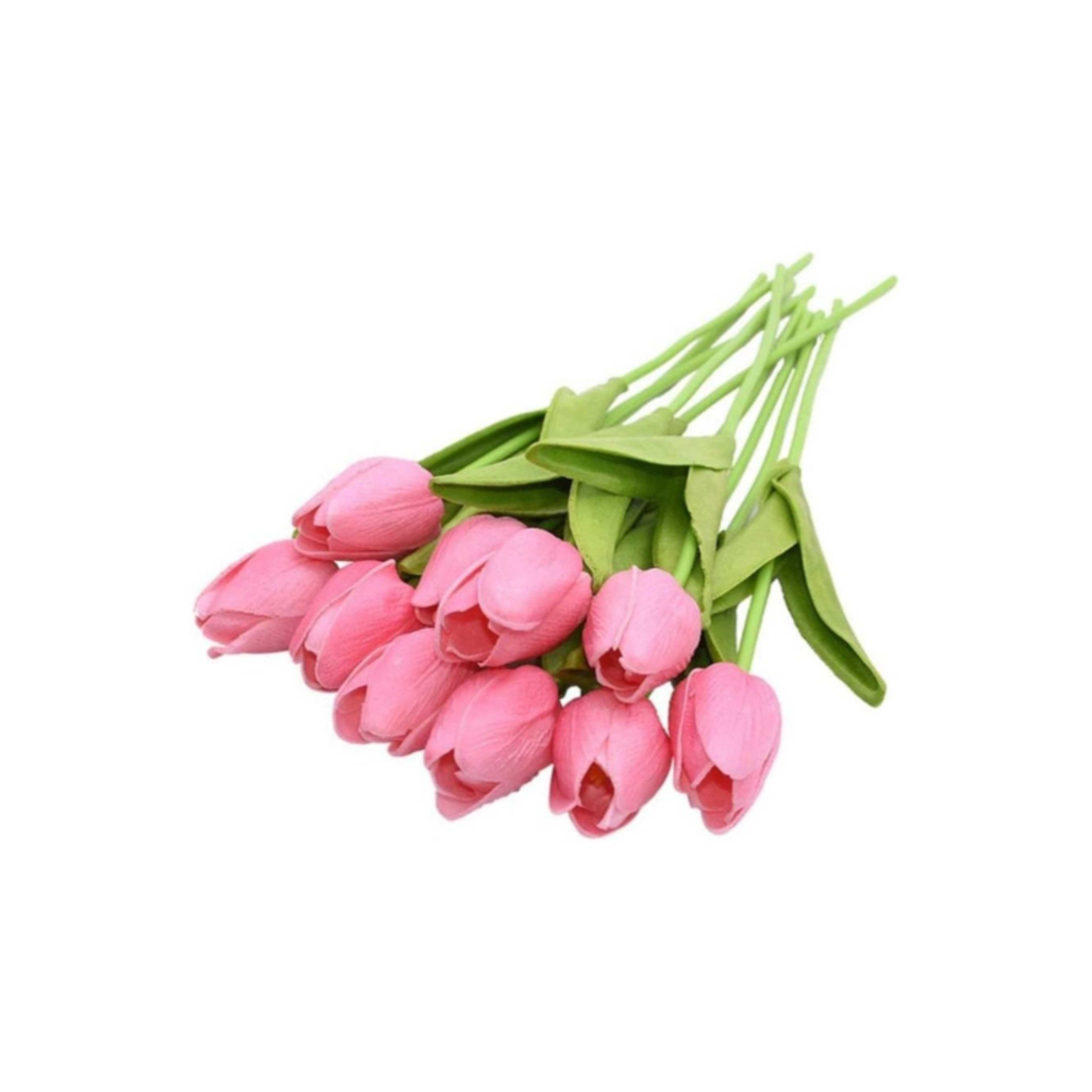 10pcs Pink Flowers Artificial Tulip 30cm for Home Kitchen Bedroom & Wedding - Product Main Image