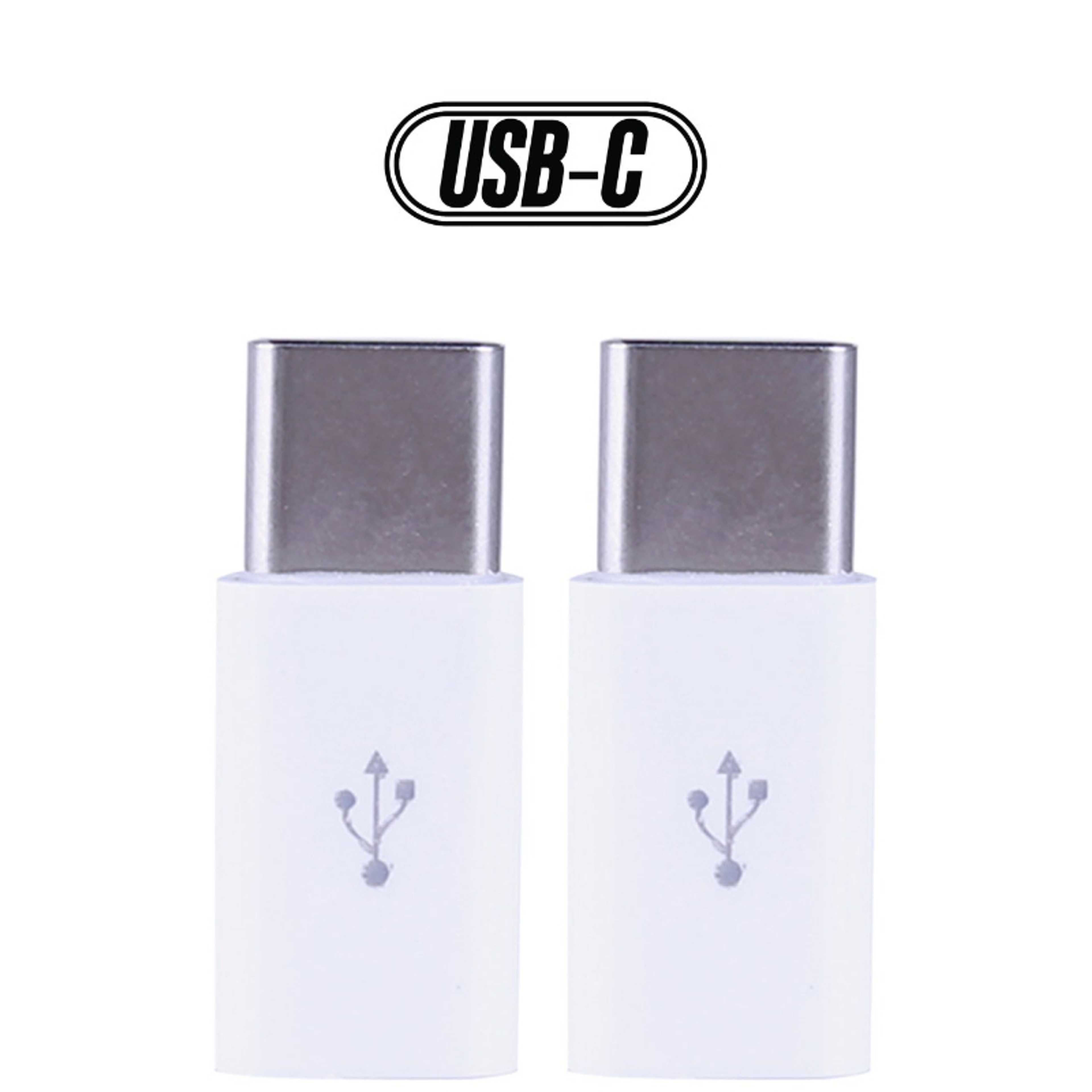2-Piece Type-C Male To Micro USB Female Converter Adapter White - Product Main Image