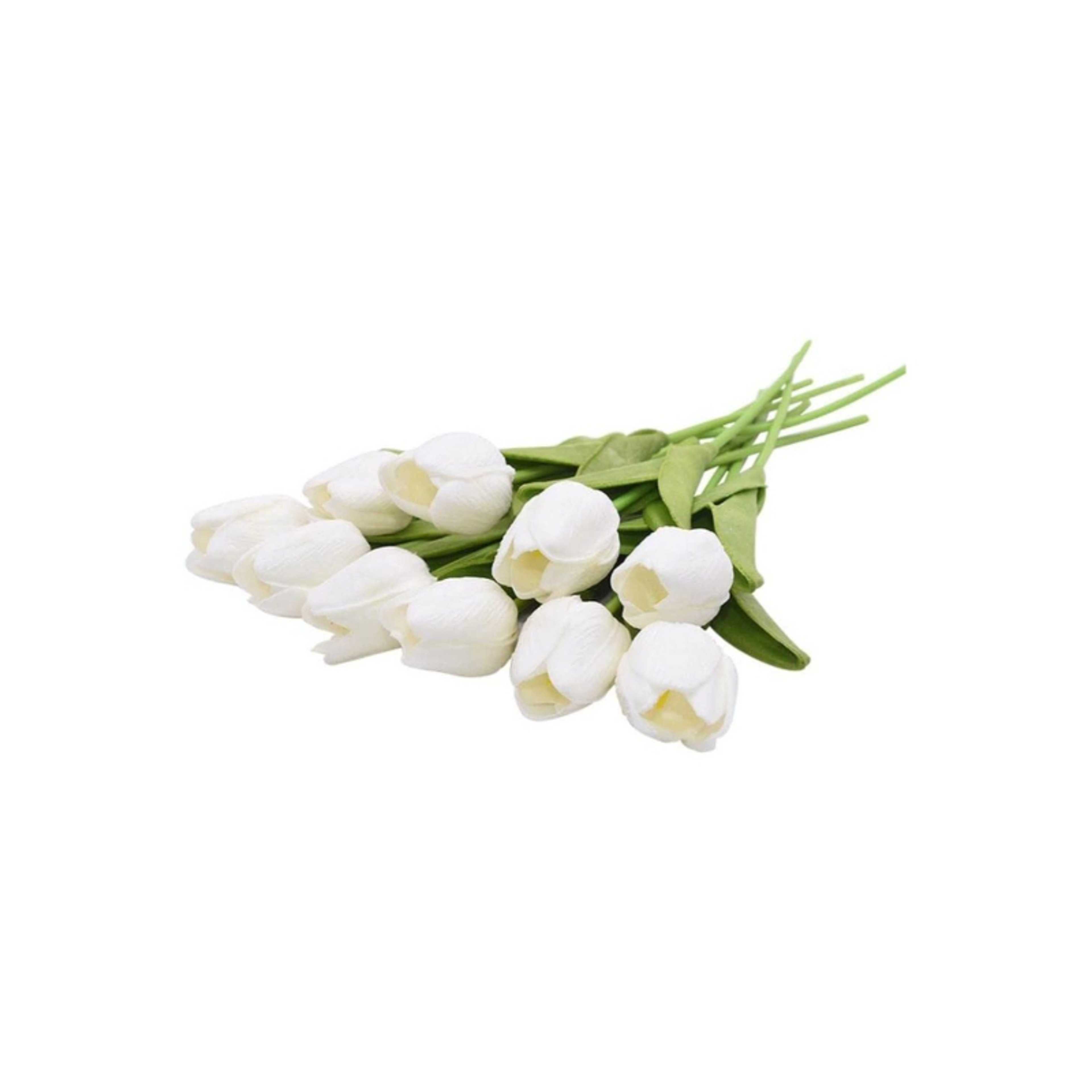 10pcs Pure White Flowers Artificial Tulip 30cm for Home Kitchen Bedroom & Wedding - Product Main Image