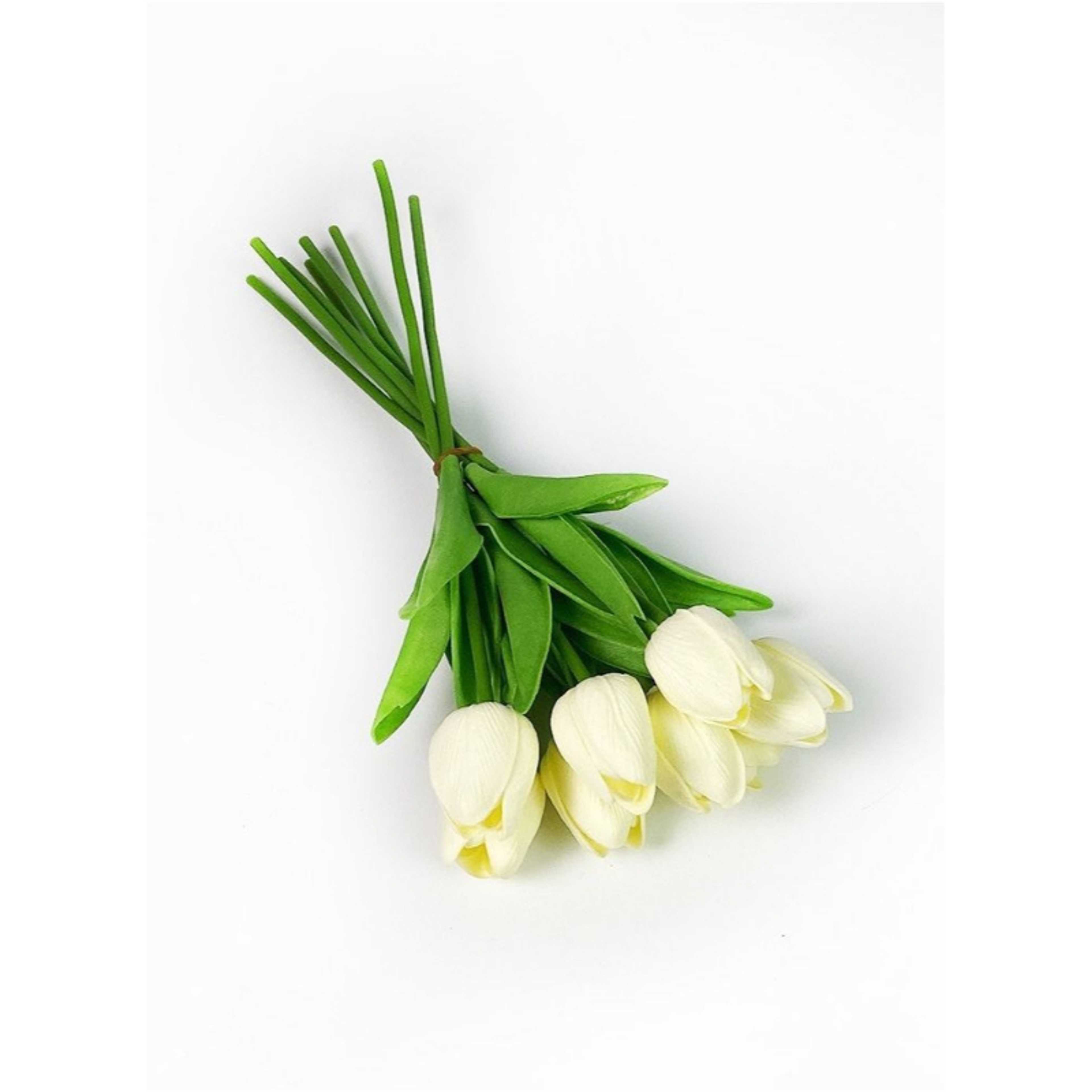 8pcs White Flowers Artificial Tulip 30cm for Home Kitchen Bedroom & Wedding - Product Main Image