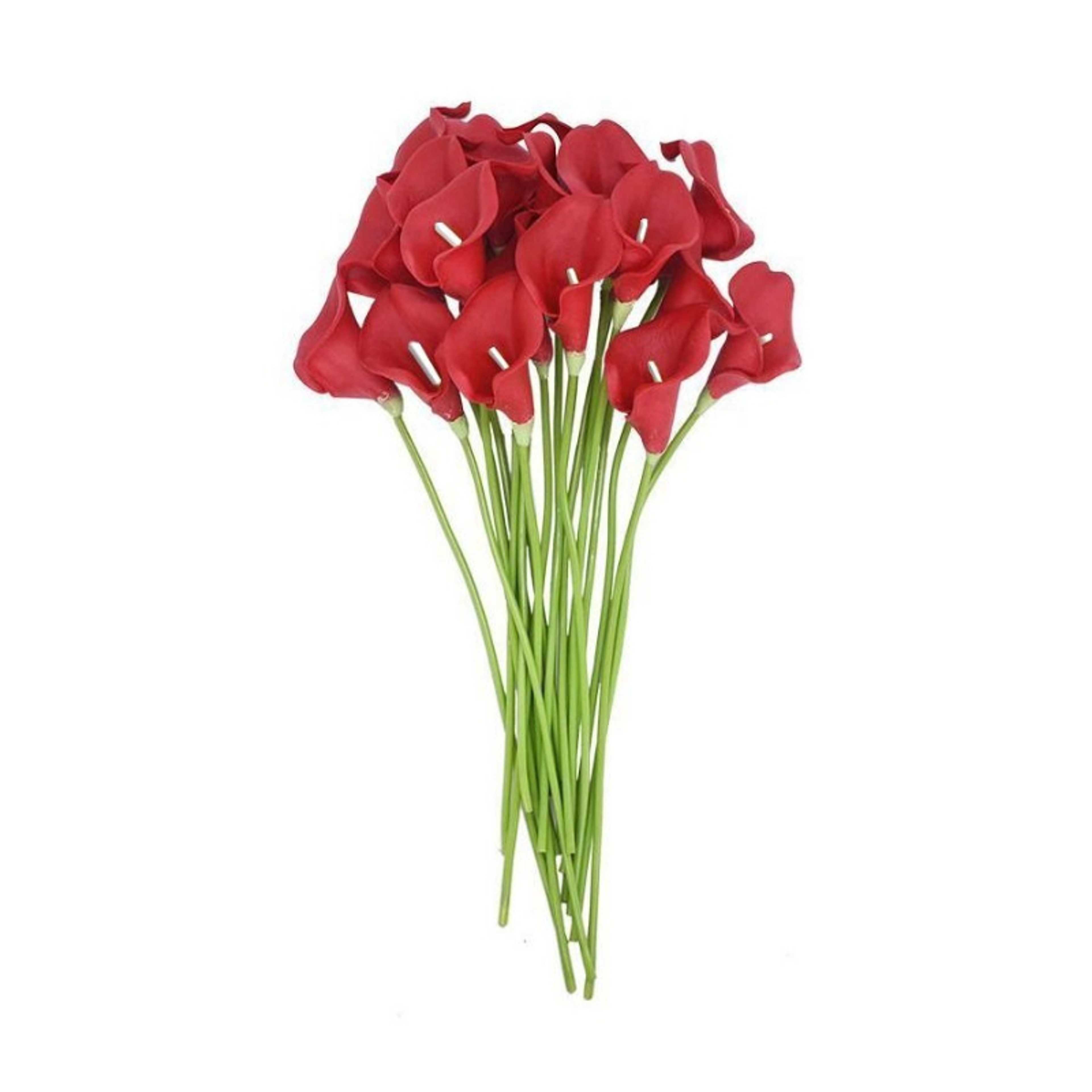 8pcs Red Flowers Artificial Calla Lily 35cm for Home Kitchen Bedroom & Wedding - Product Main Image