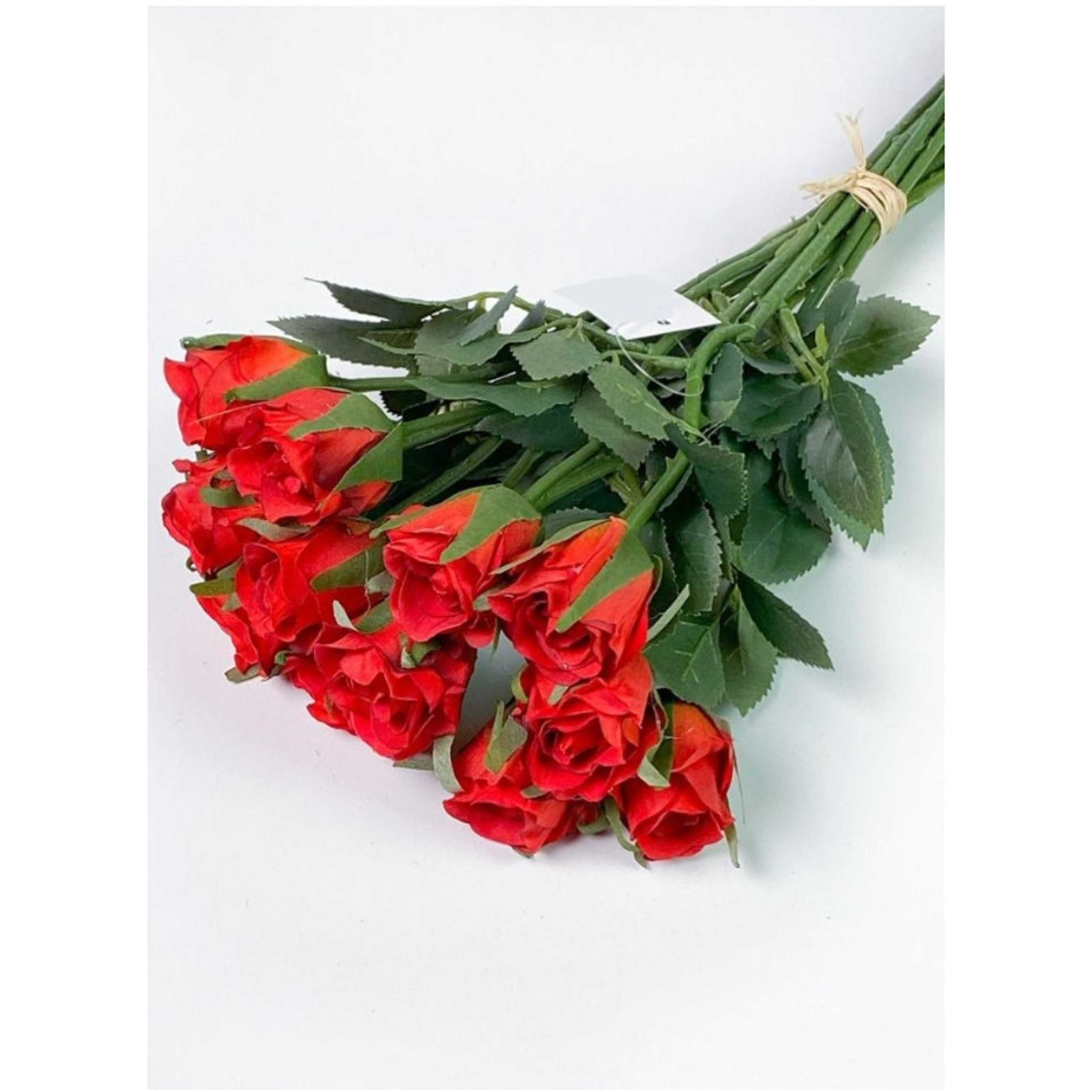 Artificial Baby Red Rose 12 buds 38 cm Flowers for Home Kitchen Bedroom and Wedding Gift - Product Main Image